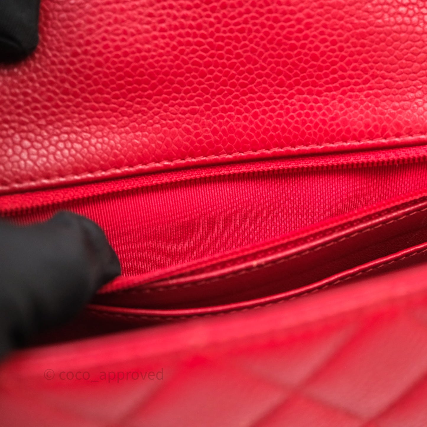 Chanel Quilted Mini Rectangular Flap Red Caviar Silver Hardware