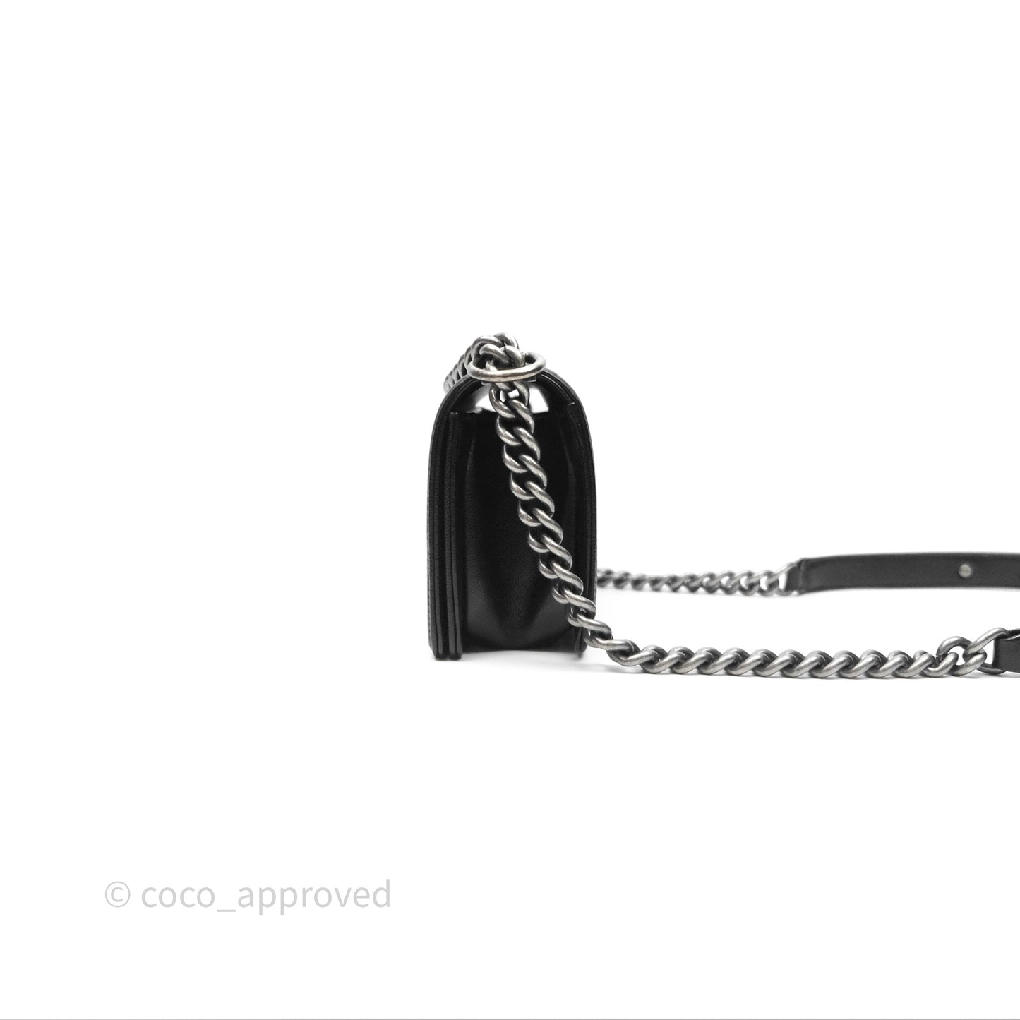 Chanel Small Boy Black Caviar Ruthenium Hardware