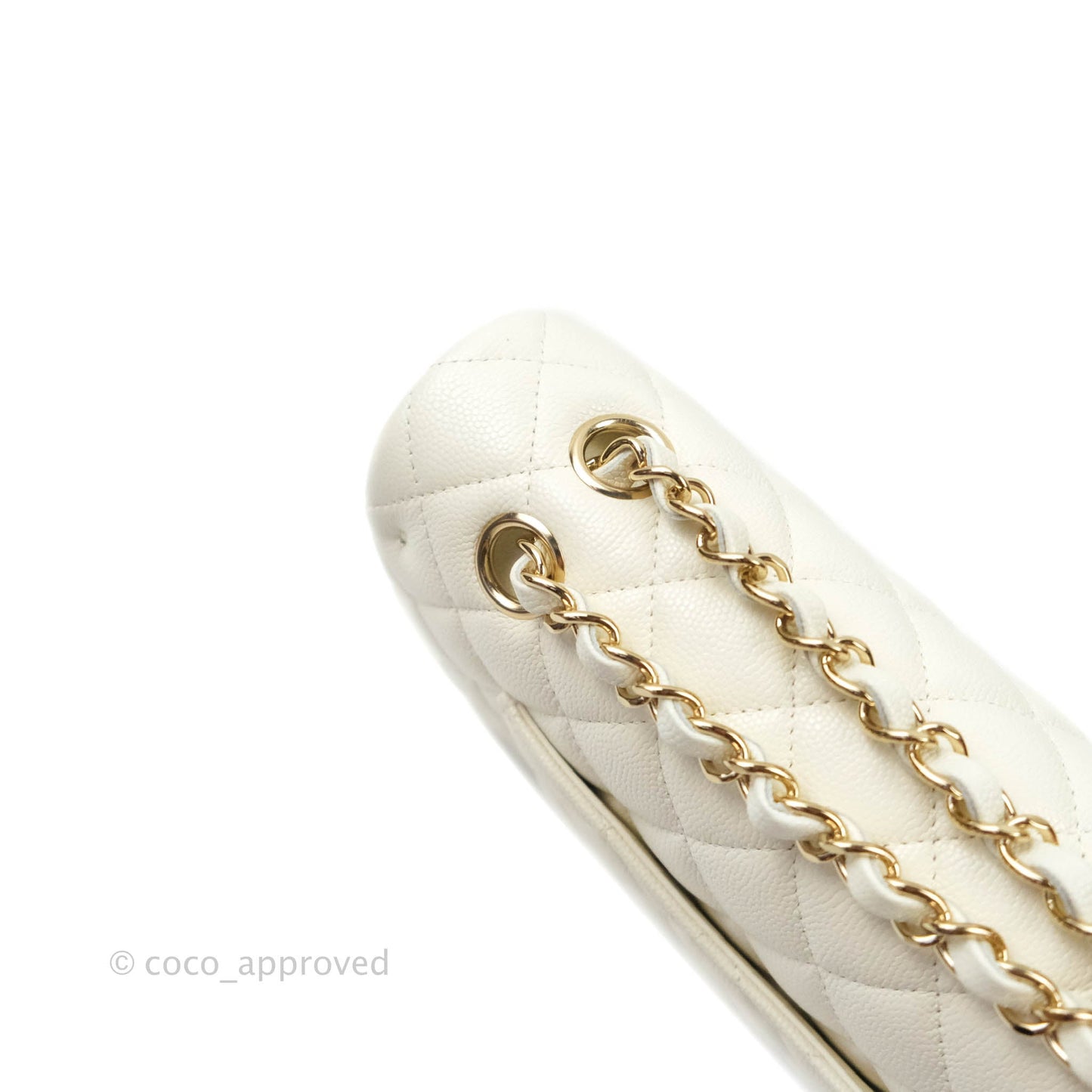Chanel Classic M/L Medium Double Flap Ivory White Caviar Gold Hardware