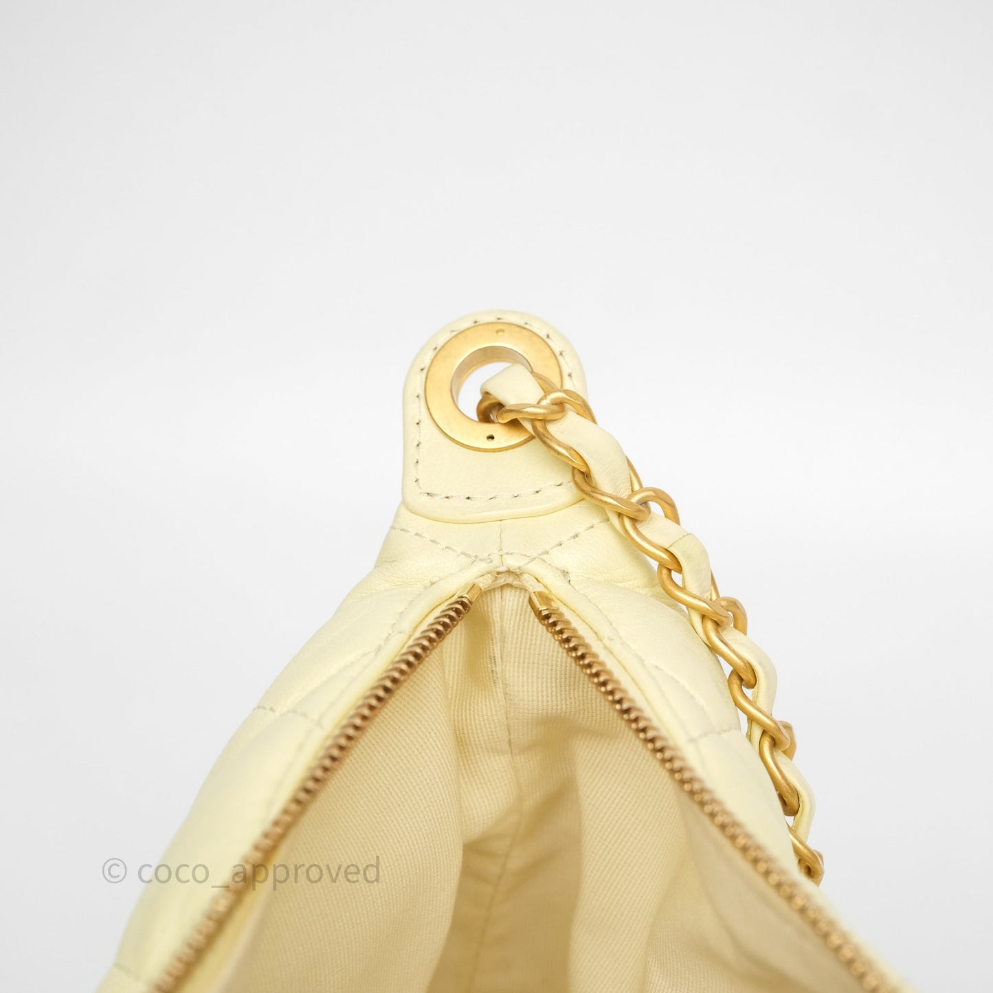 Chanel Large Hobo with Chain Light Yellow Lambskin Aged Gold Hardware 25S