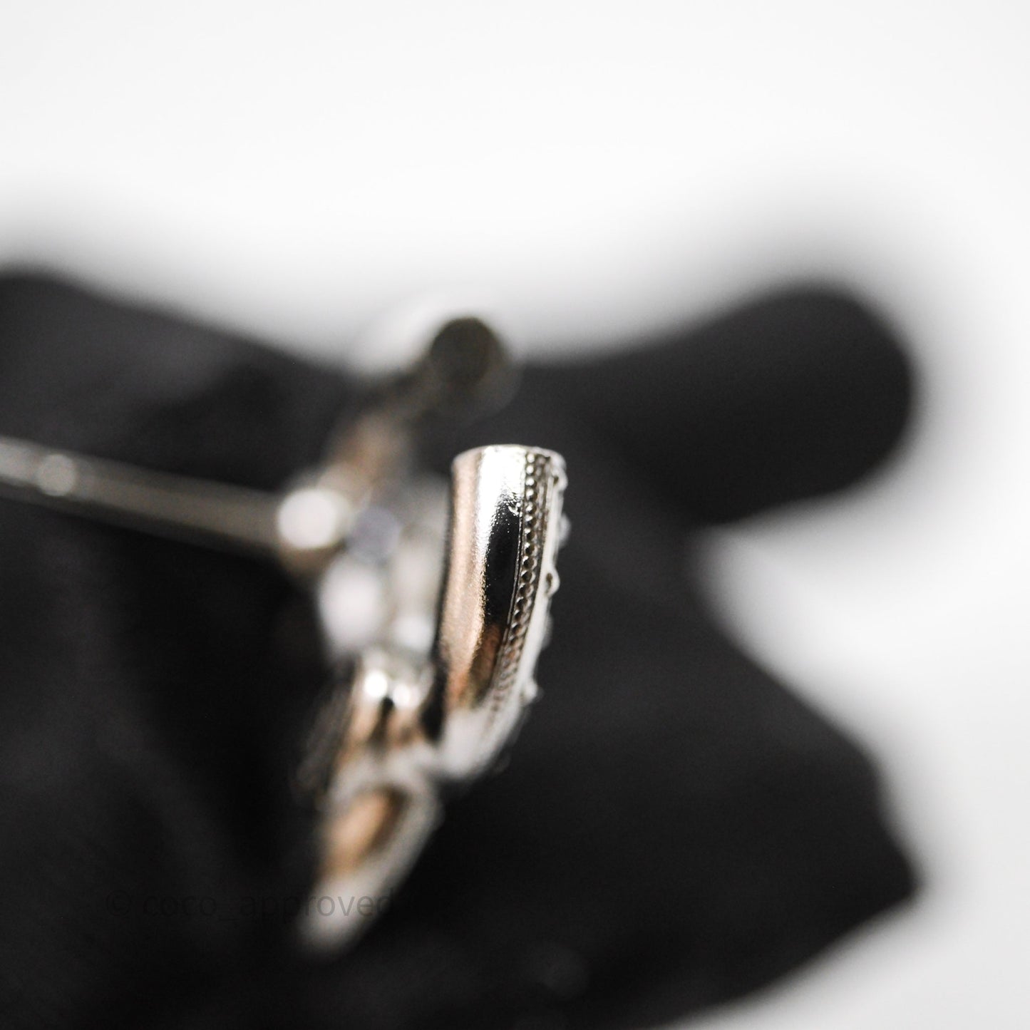 Chanel CC Crystals Earrings Ruthenium Tone 21A