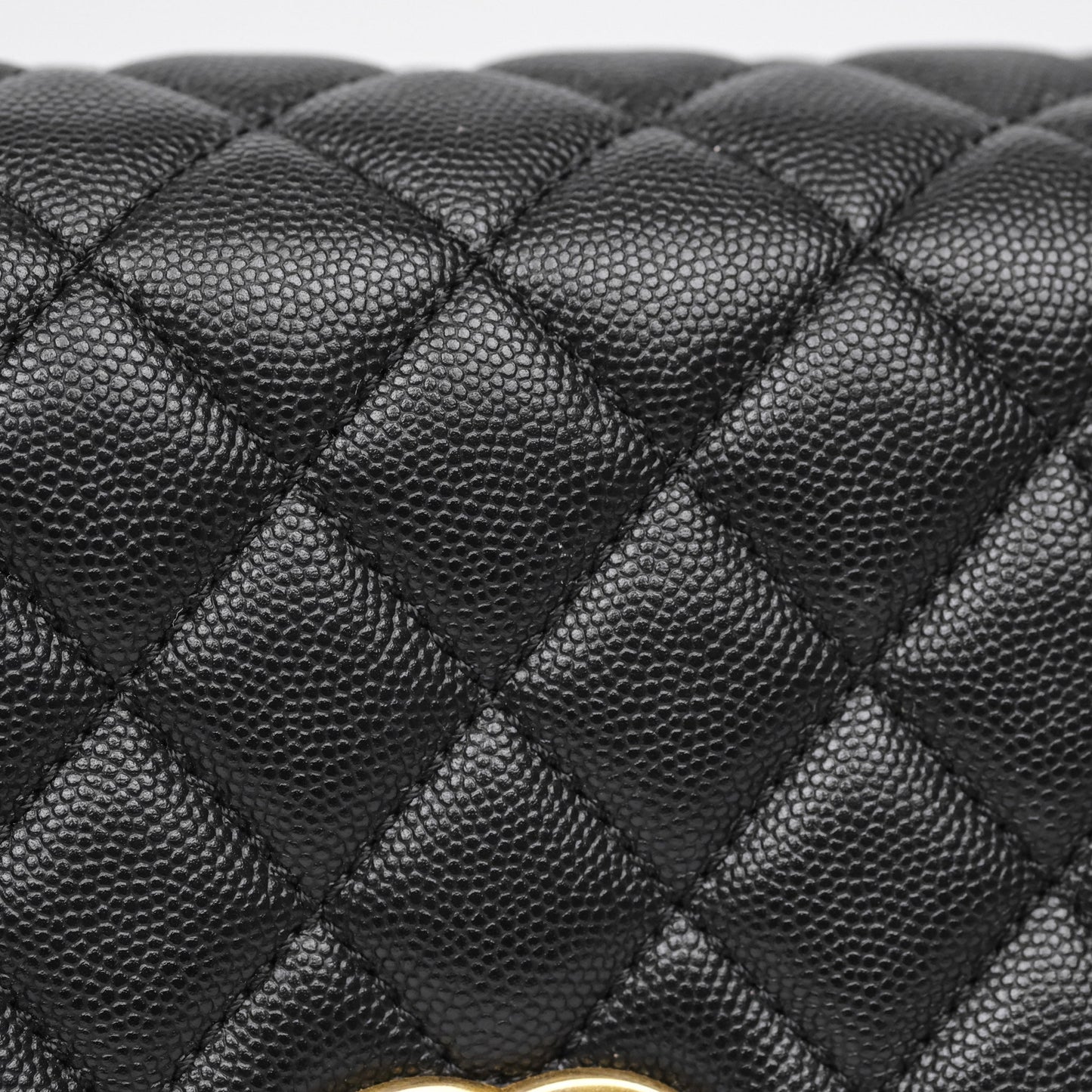 Chanel Medium Coco Handle Quilted Black Caviar Aged Gold Hardware