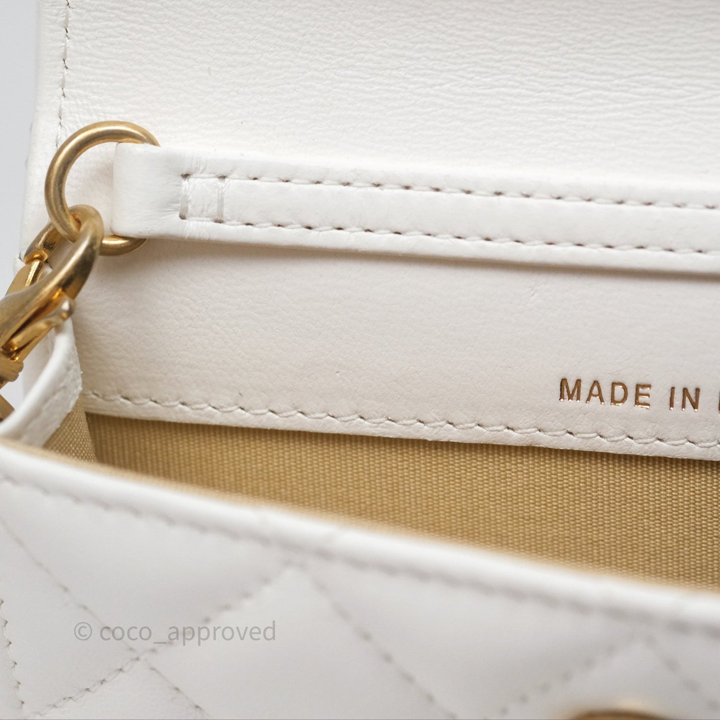 Chanel Mini Pearl Crush Clutch With Chain Belt Bag White Aged Gold Hardware