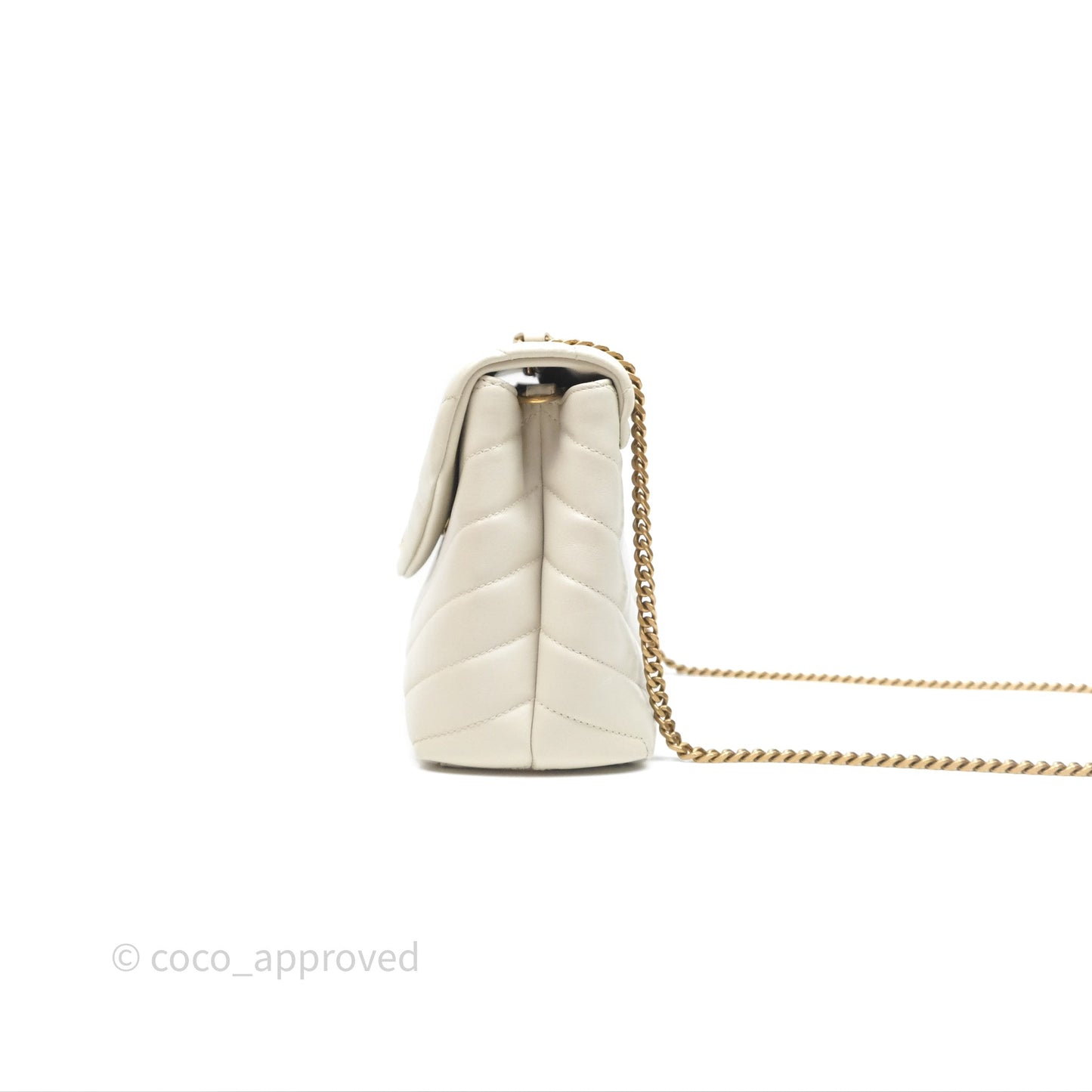 Saint Laurent Loulou Small Flap Bag Ivory Light Beige Gold Hardware