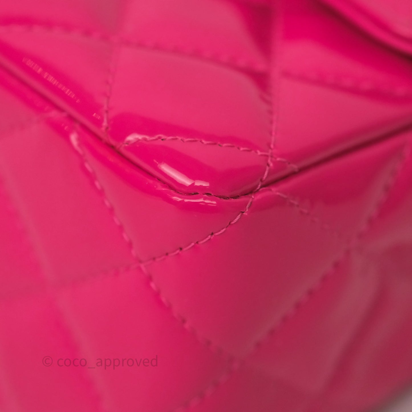 Chanel Quilted Mini Rectangular Flap Neo Pink Patent Gold Hardware