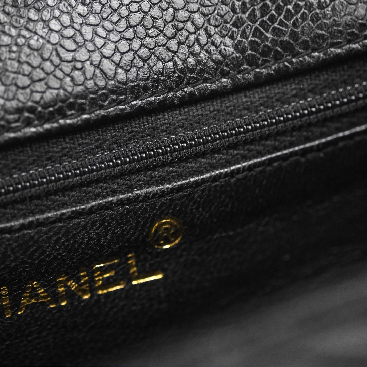 Chanel Vintage Quilted Shoulder Bag Black Caviar 24K Gold Hardware