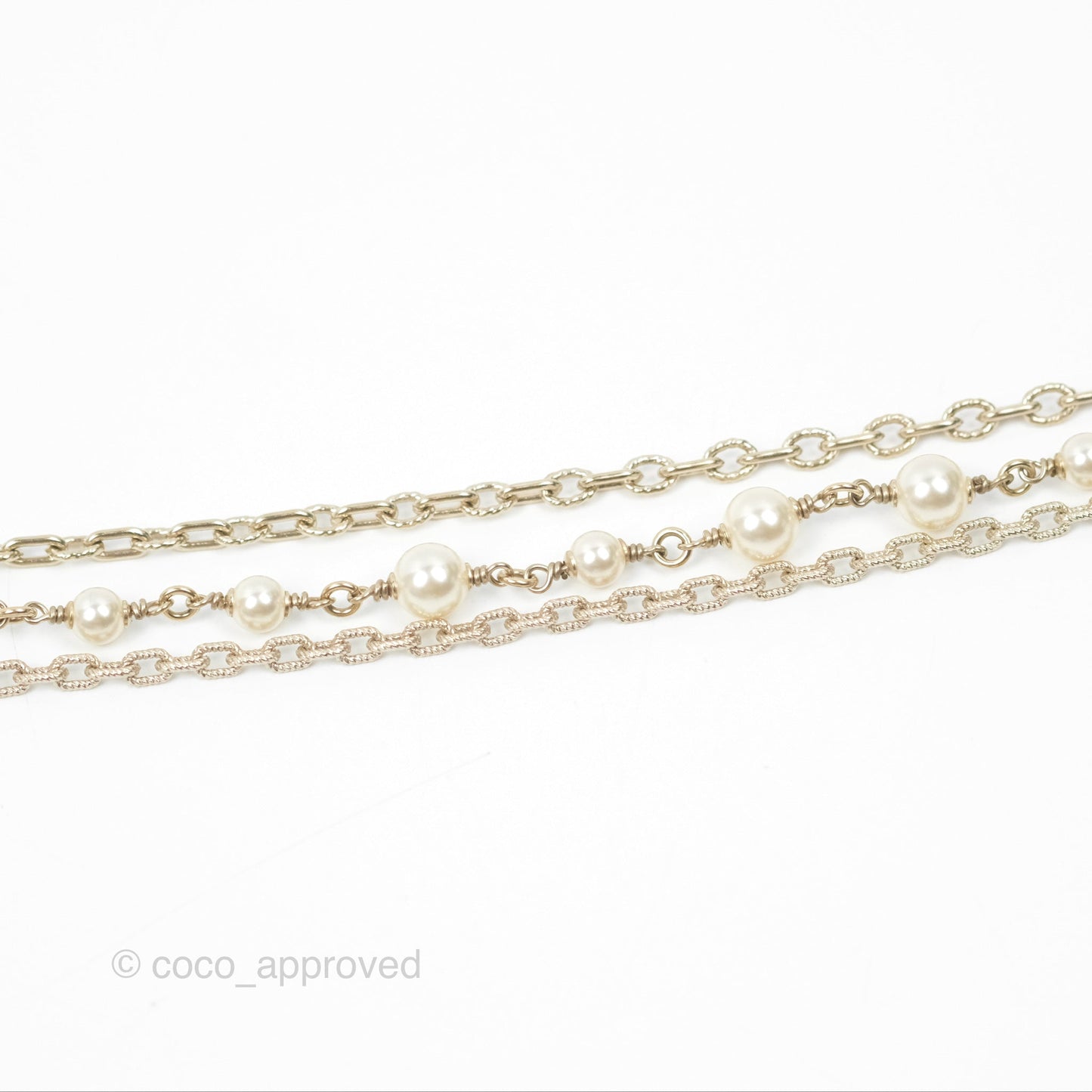 Chanel Purple CC Pearl Chain Long Necklace Gold Tone 15B