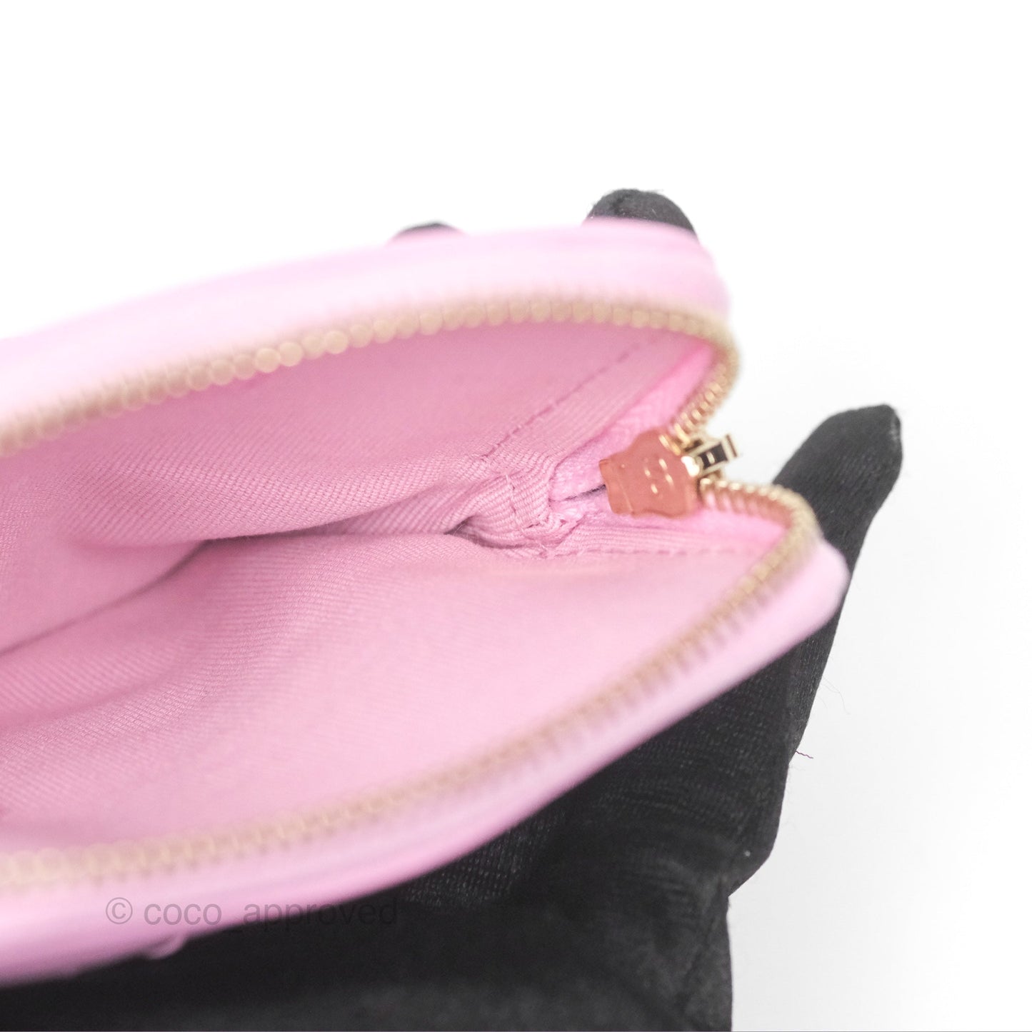 Chanel 19 Zipped Coin Purse Card Holder Pink Lambskin
