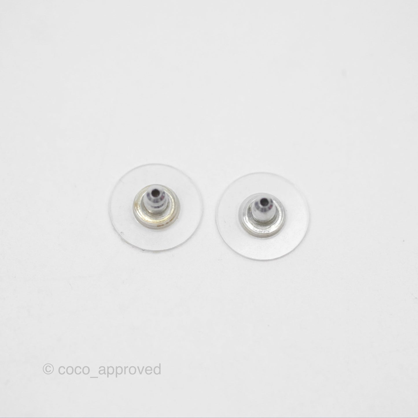 Chanel CC Round Earrings Silver Tone 19P