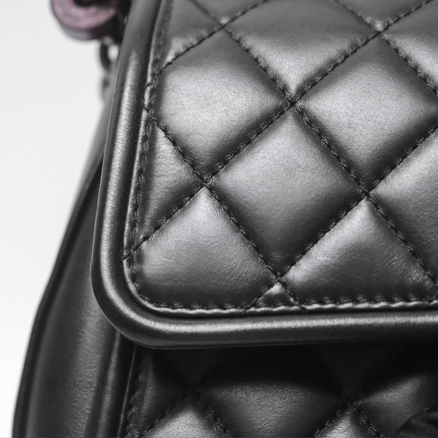 Chanel Quilted Large Prestige Top Handle Flap Calfskin Black Ruthenium Hardware