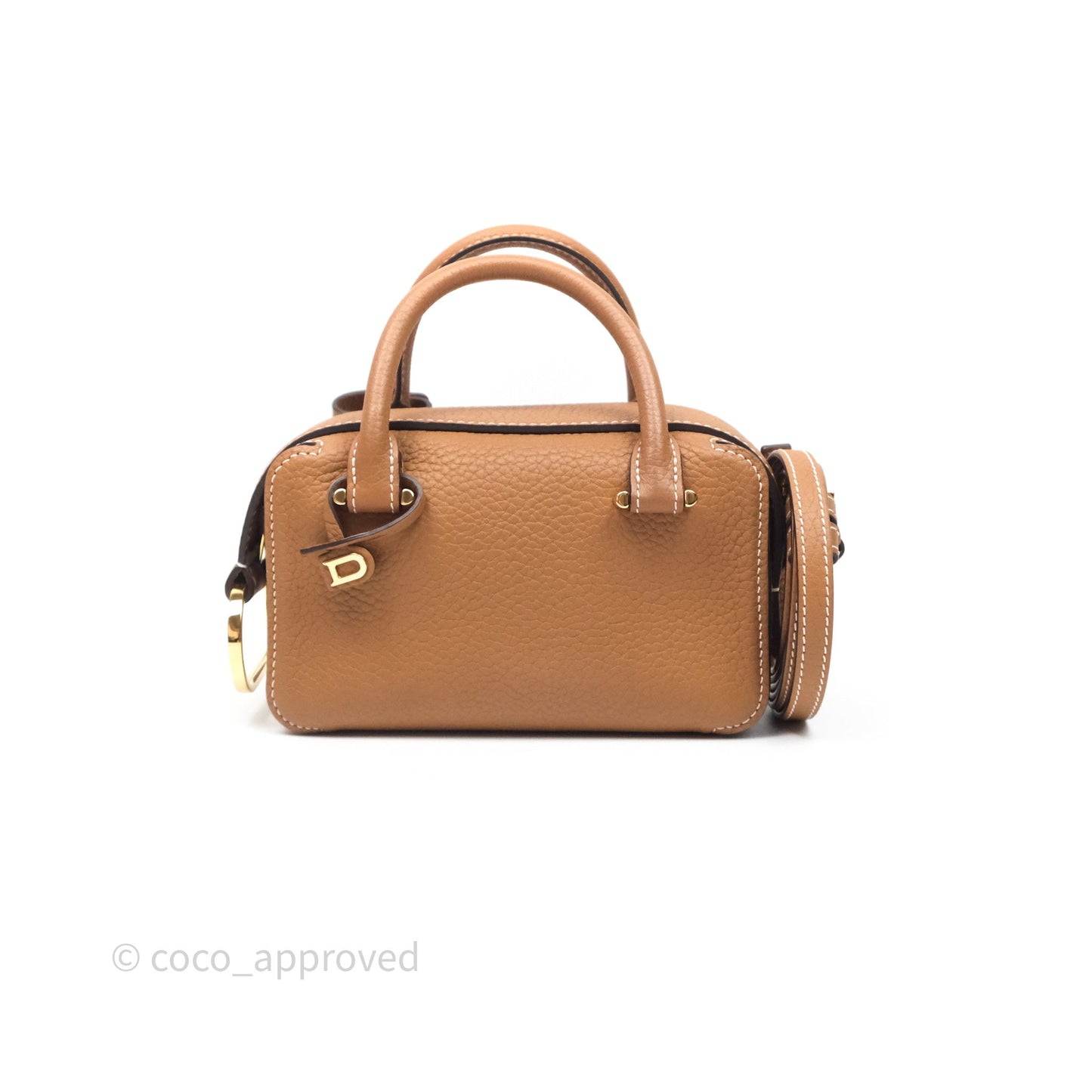 Delvaux Cool Box Nano Taurillon Soft Grained Calfskin Vegetal Ivory Gold Hardware
