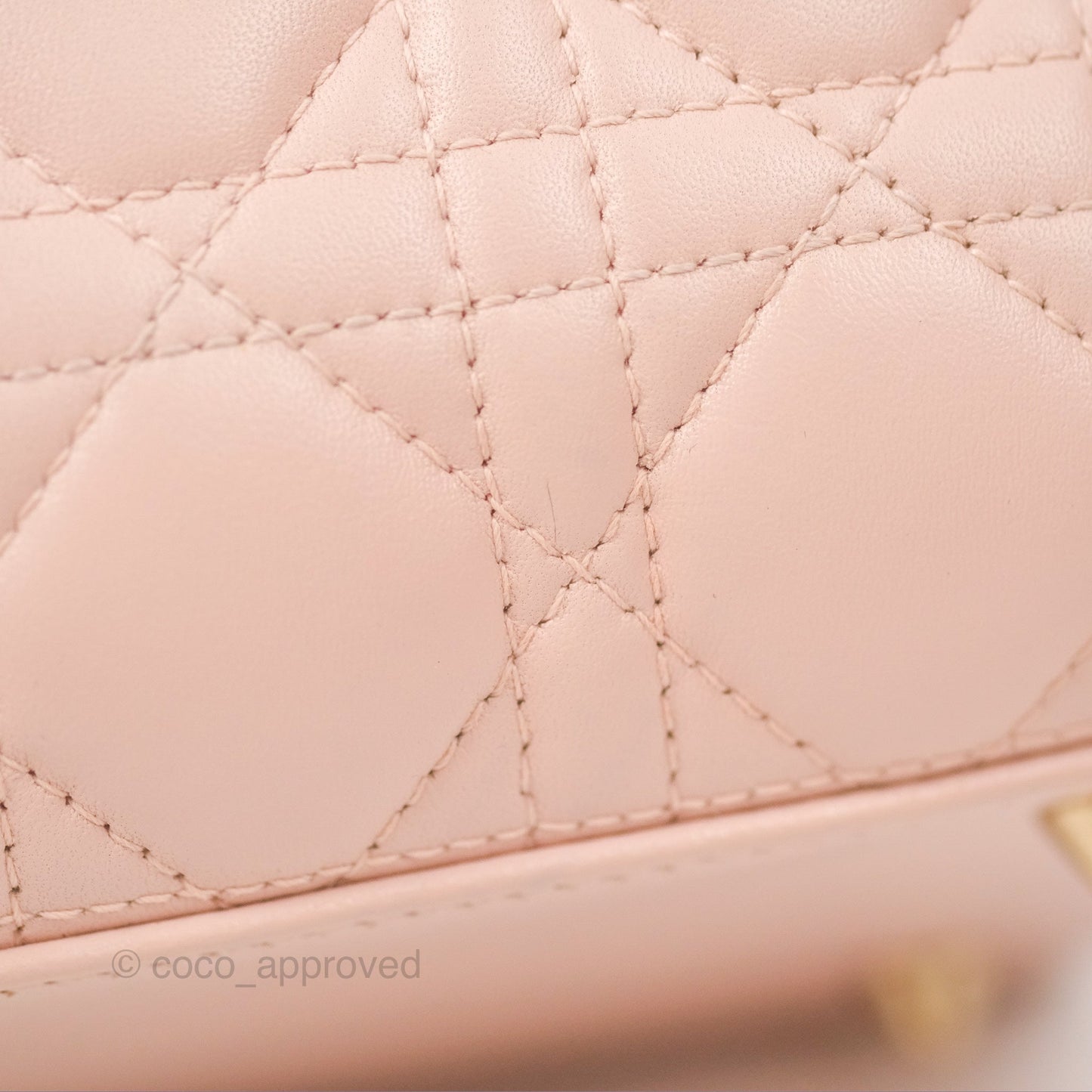 Christian Dior Medium Lady Dior Cannage Light Pink Lambskin Gold Hardware