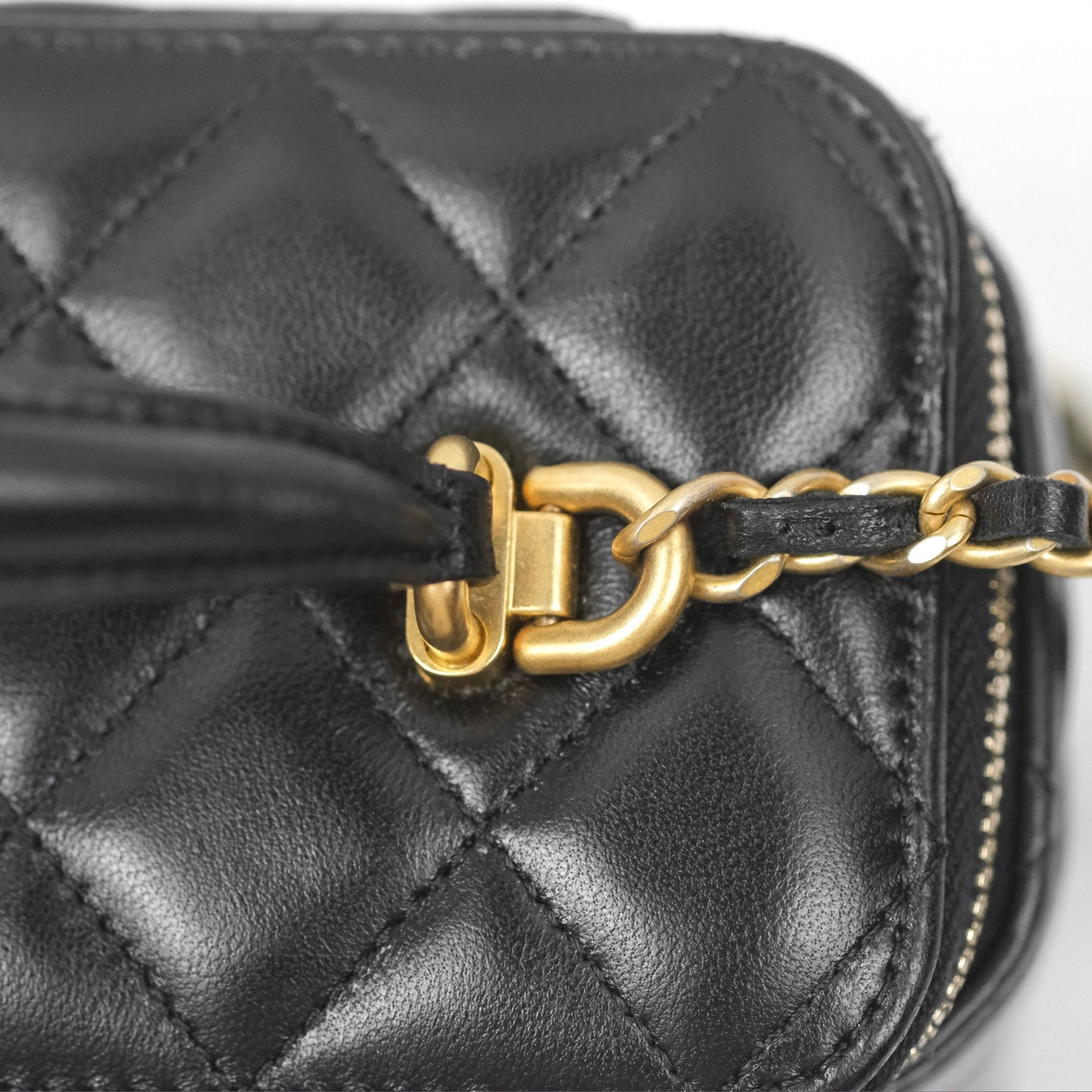 Chanel Vanity Rectangular Top Handle Black Lambskin Gold Hardware