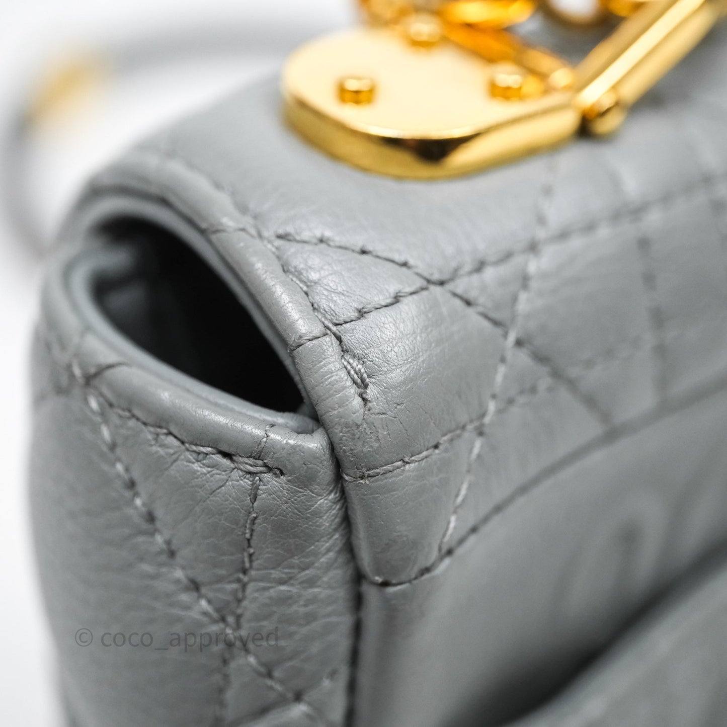 Christian Dior Small Caro Bag Stone Gray Supple Cannage Calfskin