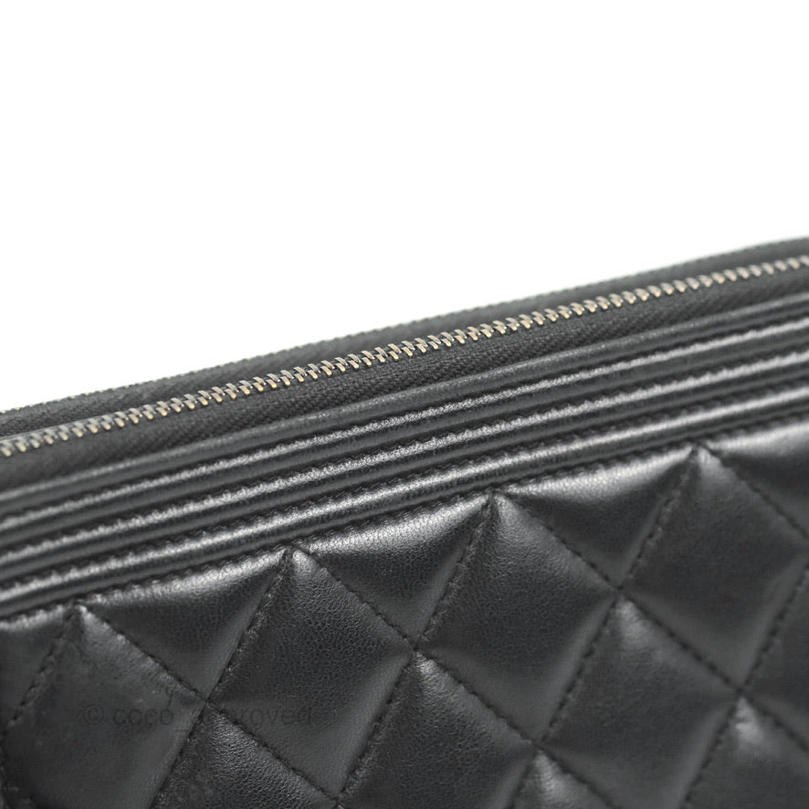 Chanel Le Boy Double Zip Wallet On Chain So Black Lambskin