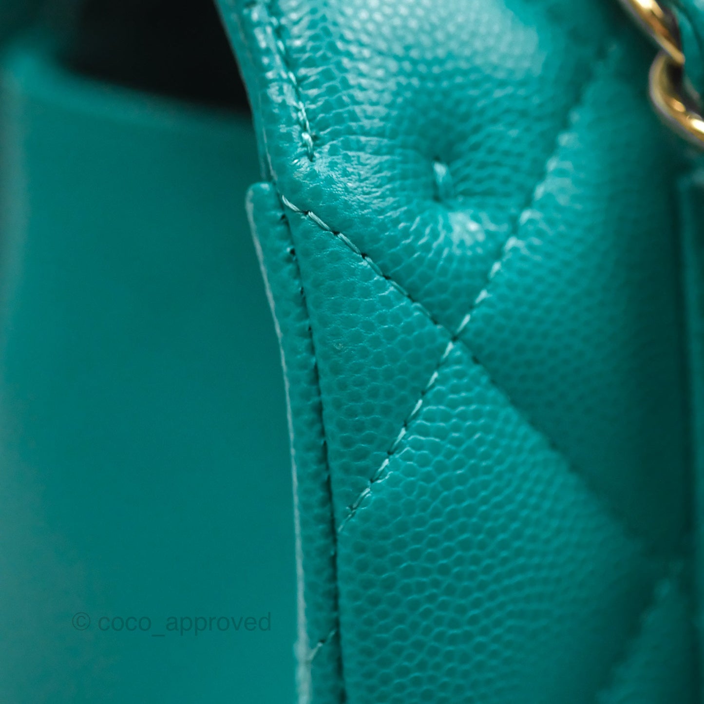 Chanel Jumbo Double Flap Turquoise Caviar Gold Hardware⁣⁣