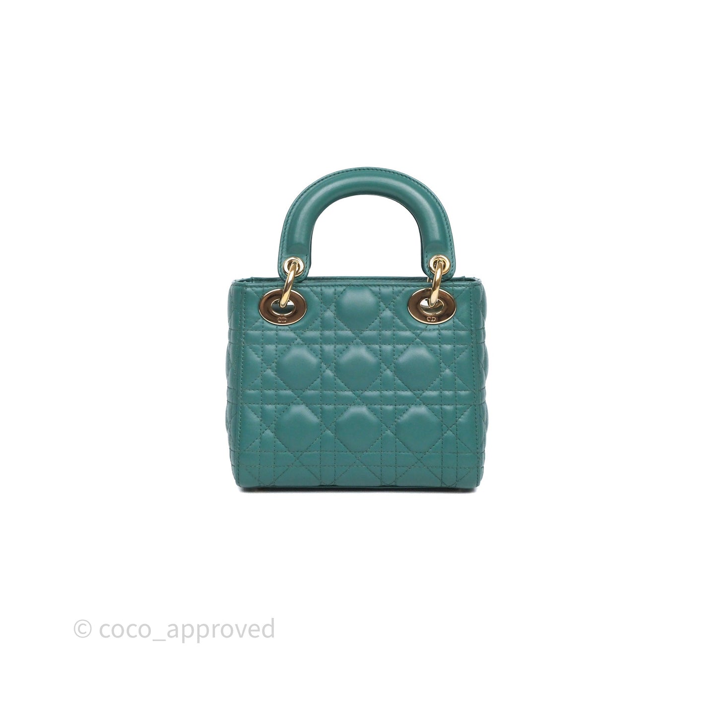 Christian Dior Mini Lady Dior Cannage Green Lambskin Gold Hardware