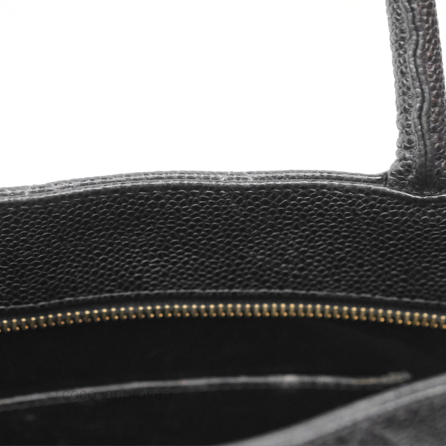 Chanel Vintage Medallion CC Black Caviar Tote Bag Gold Hardware