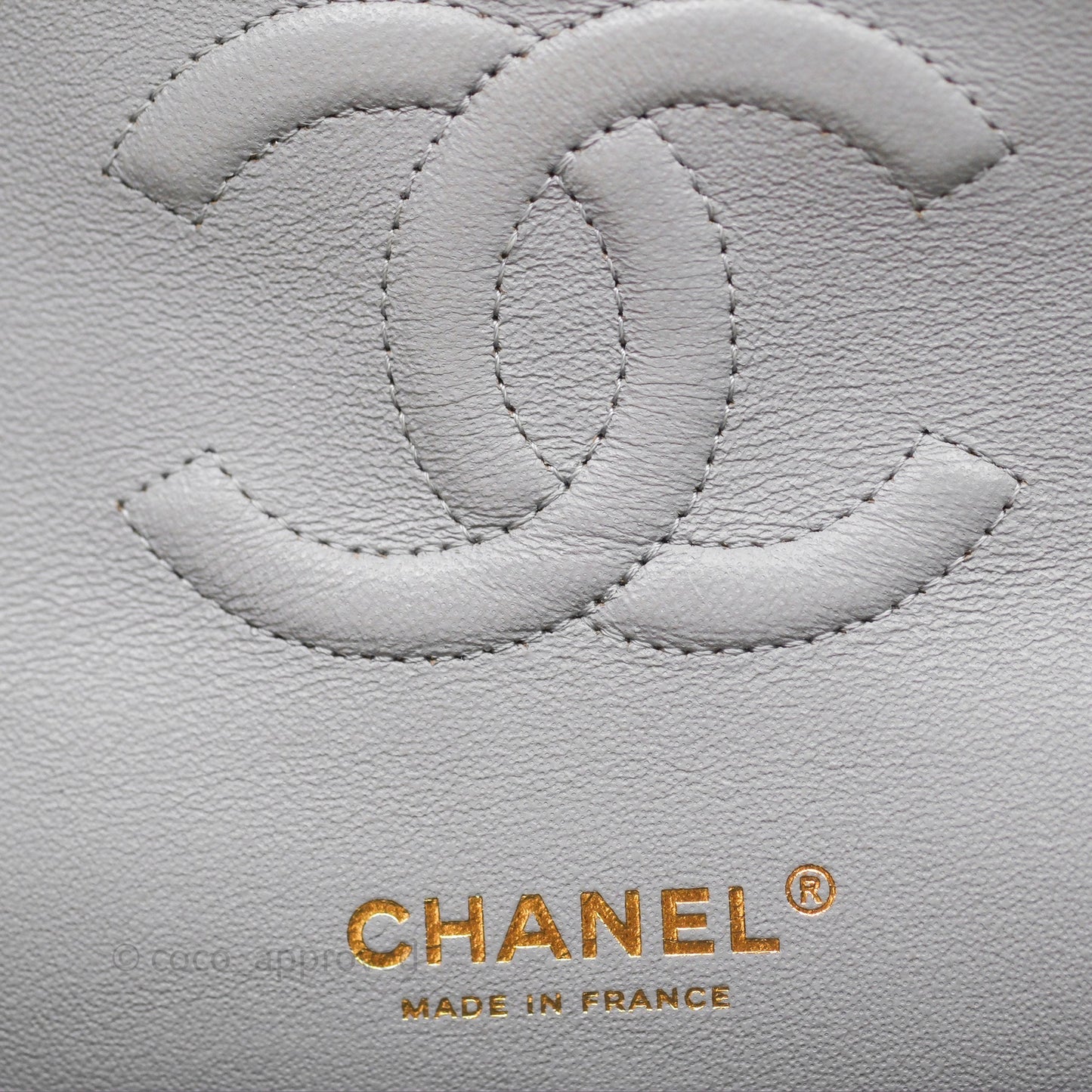 Chanel Classic M/L Medium Flap Chevron Grey Lambskin Gold Hardware