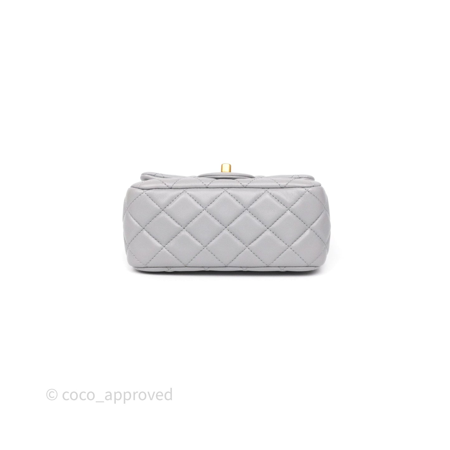Chanel Pearl Crush Mini Square Quilted Grey Lambskin Aged Gold Hardware