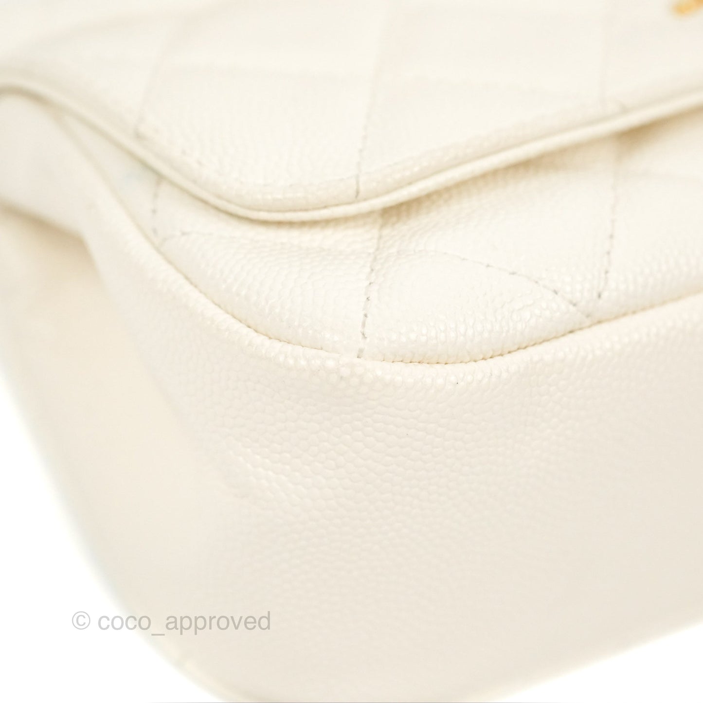 Chanel Clutch with Chain Ivory White Caviar Gold Hardware 22K