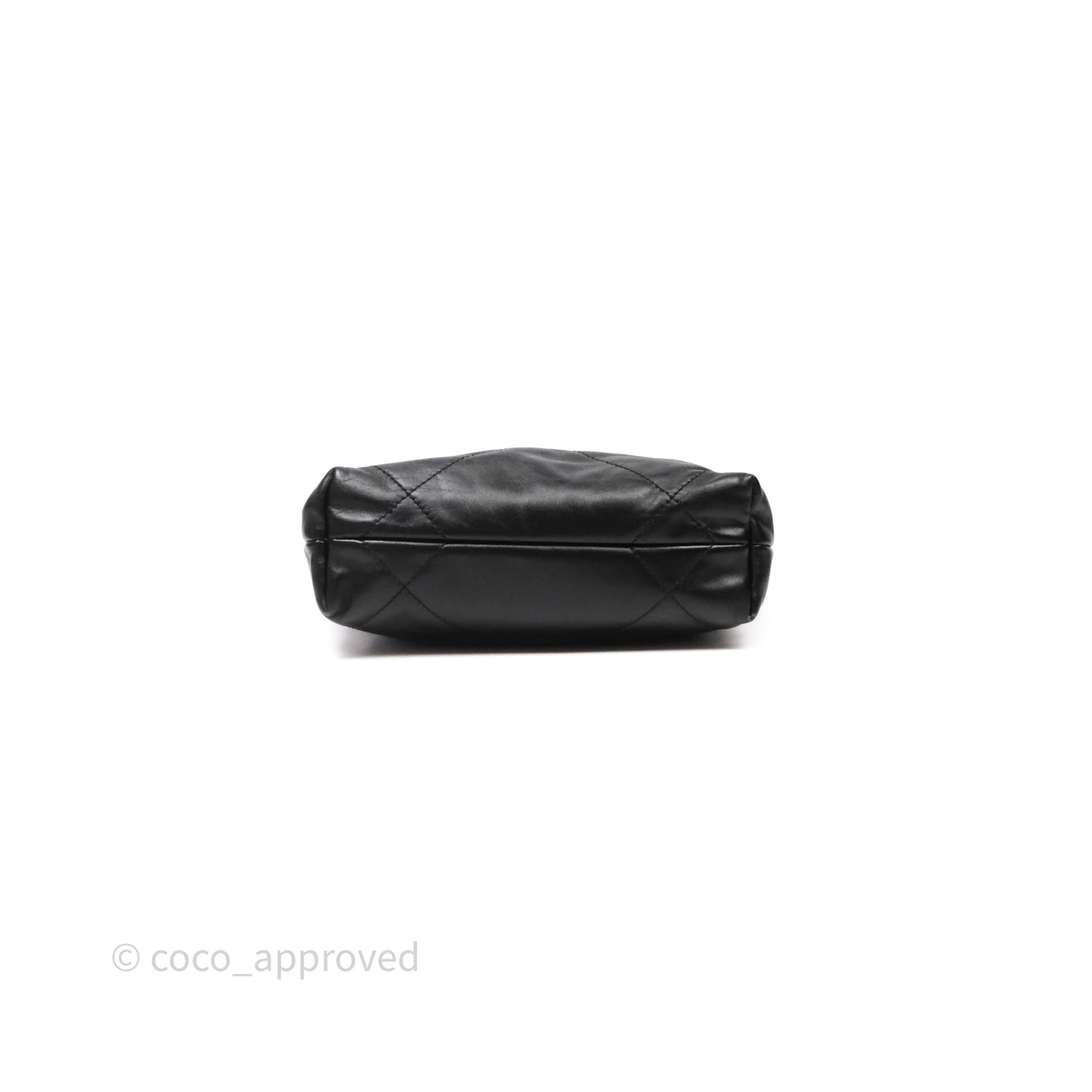 Chanel 22 Mini Bag Black Crumpled Calfskin White Lacquered Metal Logo