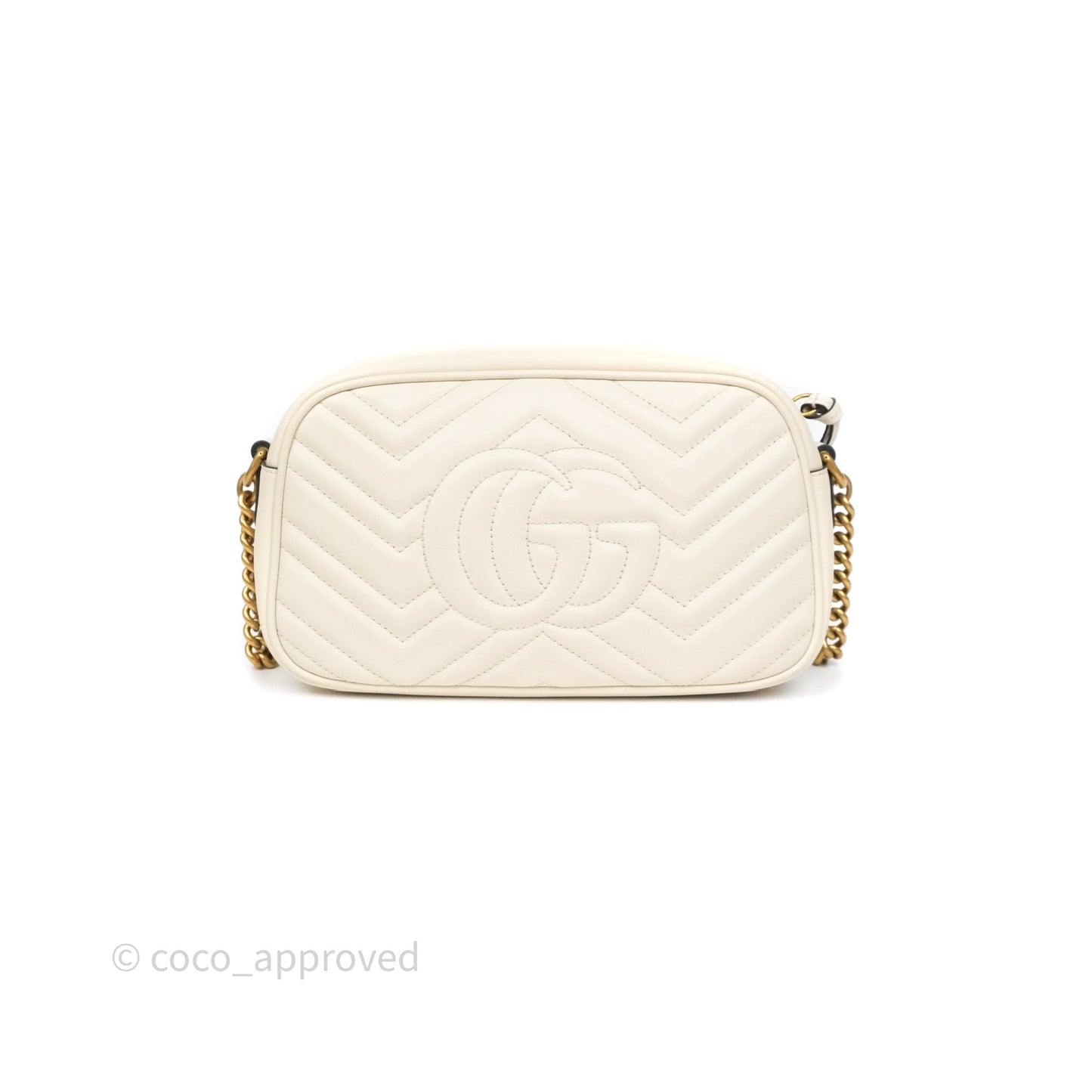 Gucci Small GG Marmont Camera Bag White Calfskin Gold Hardware