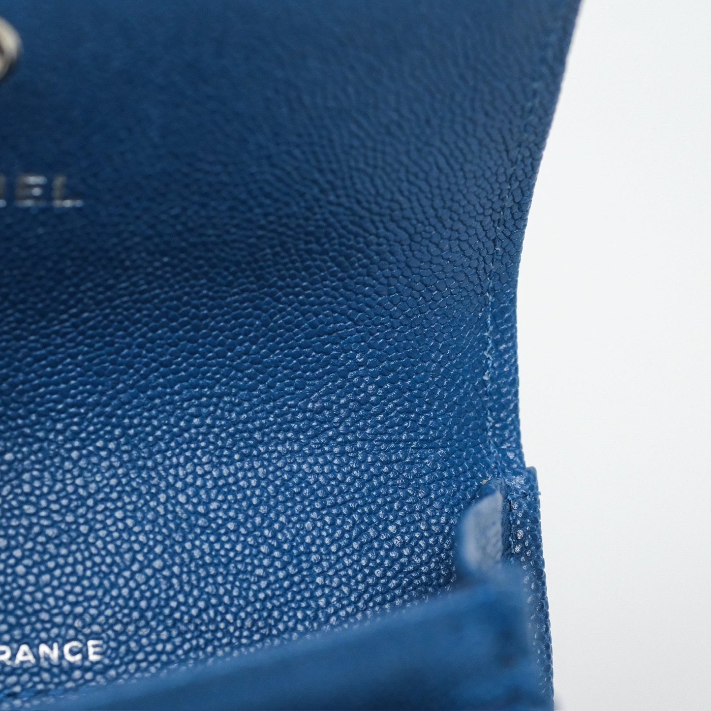 Chanel Quilted Boy Flap Card Holder Blue Caviar Silver Hardware