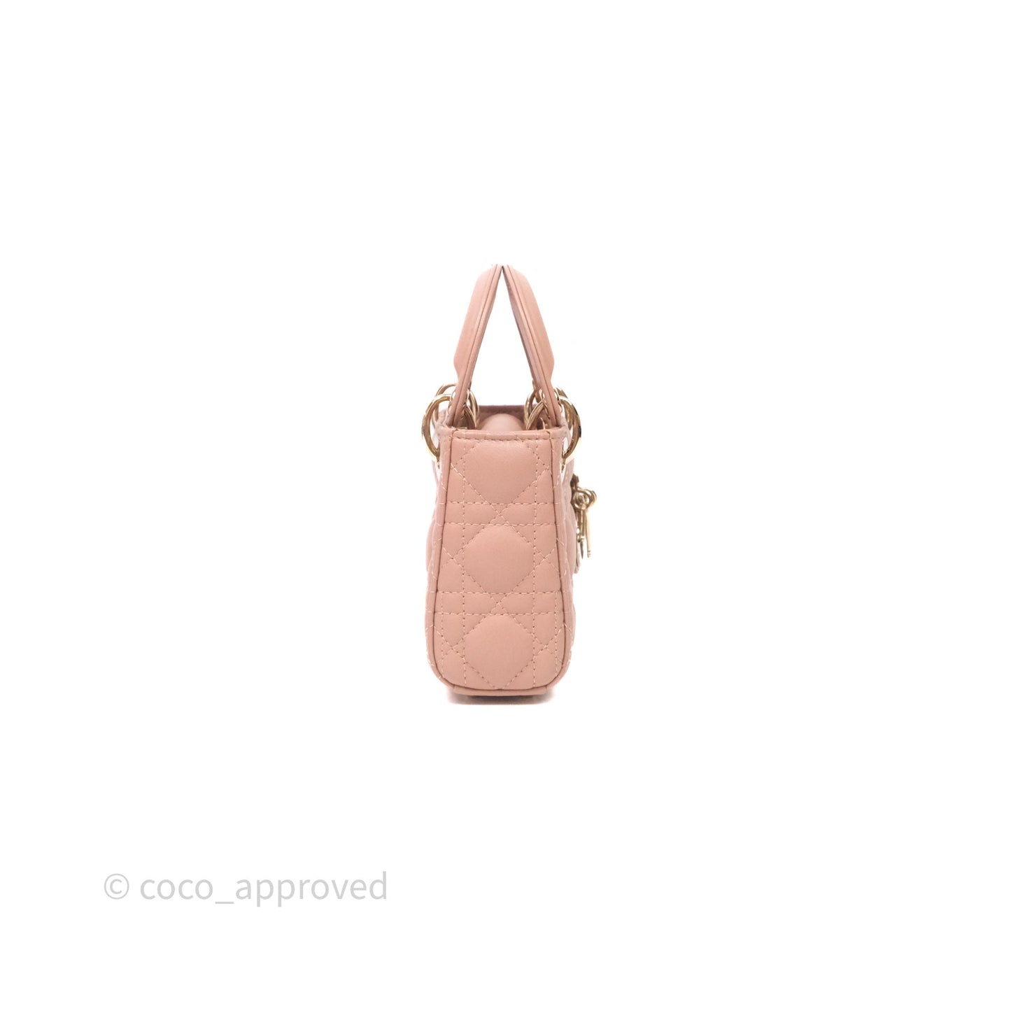 Christian Dior Micro Lady Dior Pink Beige Cannage Calfskin Gold Hardware