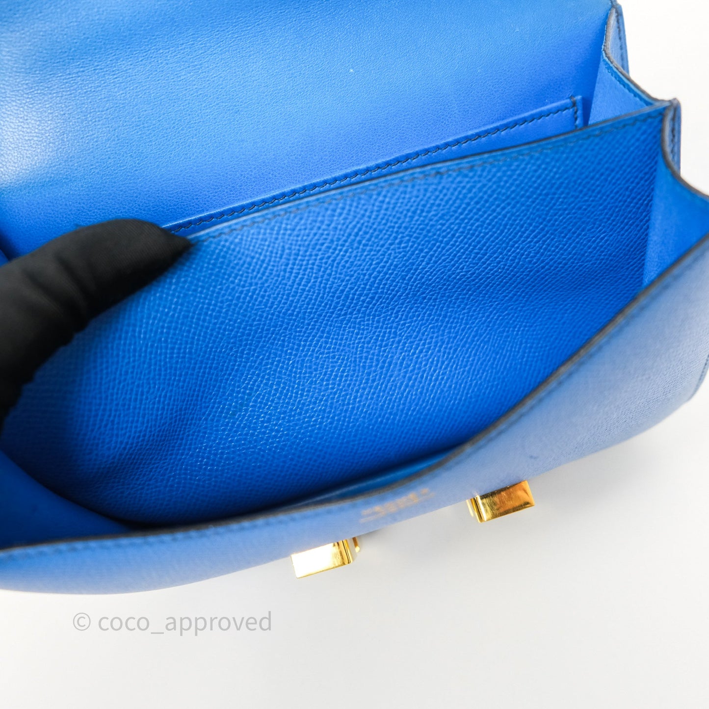 Hermès Constance Mini 18cm Bleu Izmir 7W Epsom Gold Hardware
