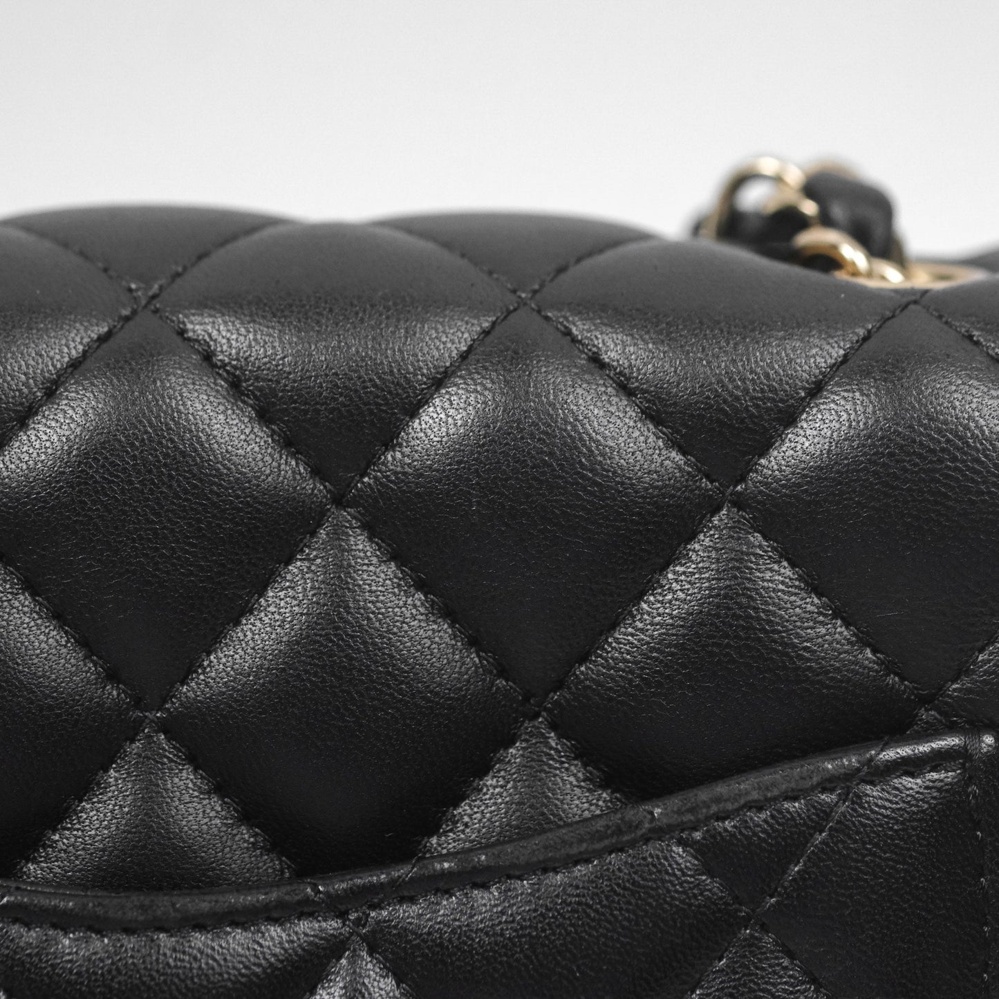 Chanel Quilted Mini Square Flap Black Lambskin Gold Hardware
