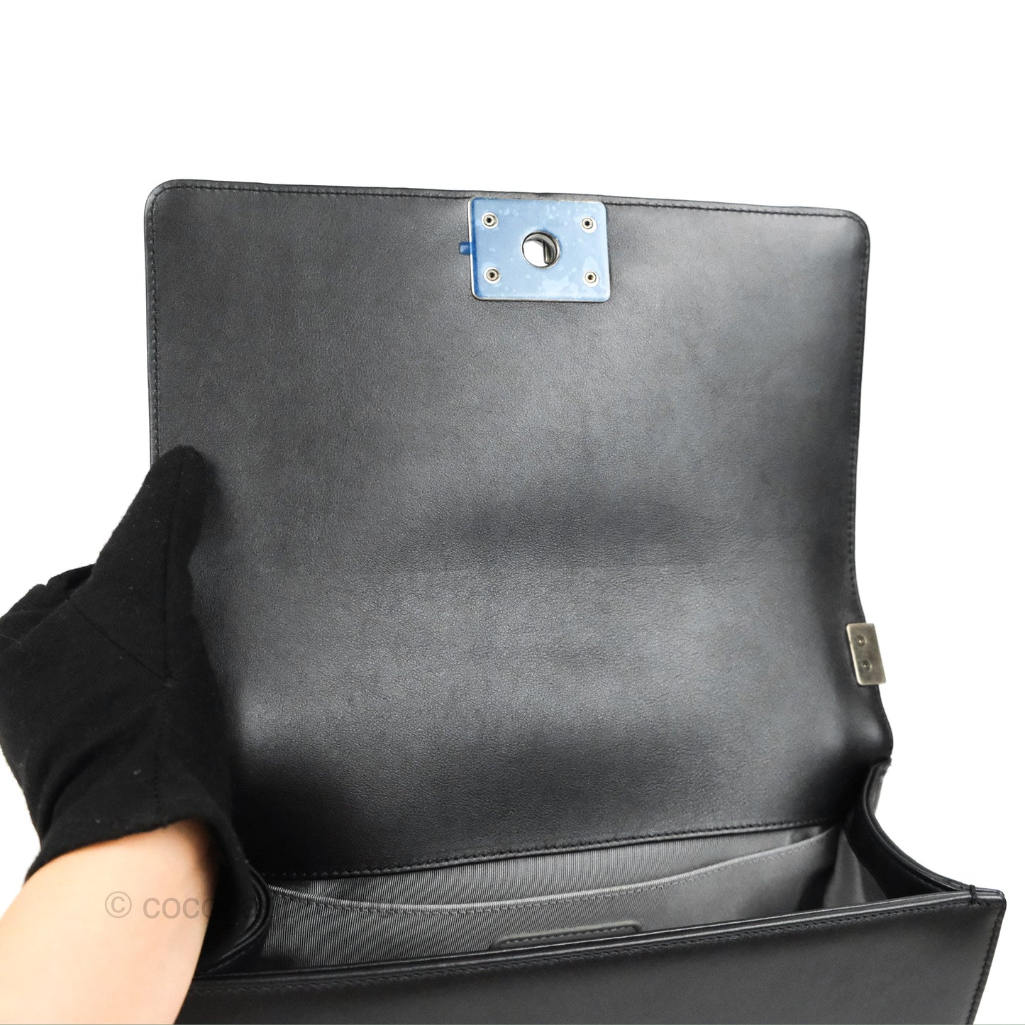 Chanel Quilted Medium Boy Black Calfskin Ruthenium Hardware