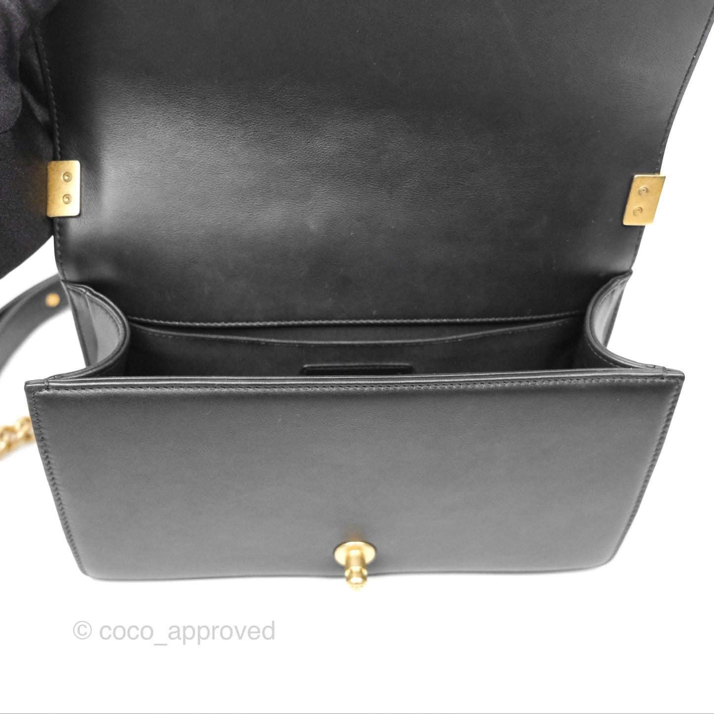 Chanel Quilted Medium Boy Black Calfskin Aged Gold Hardware