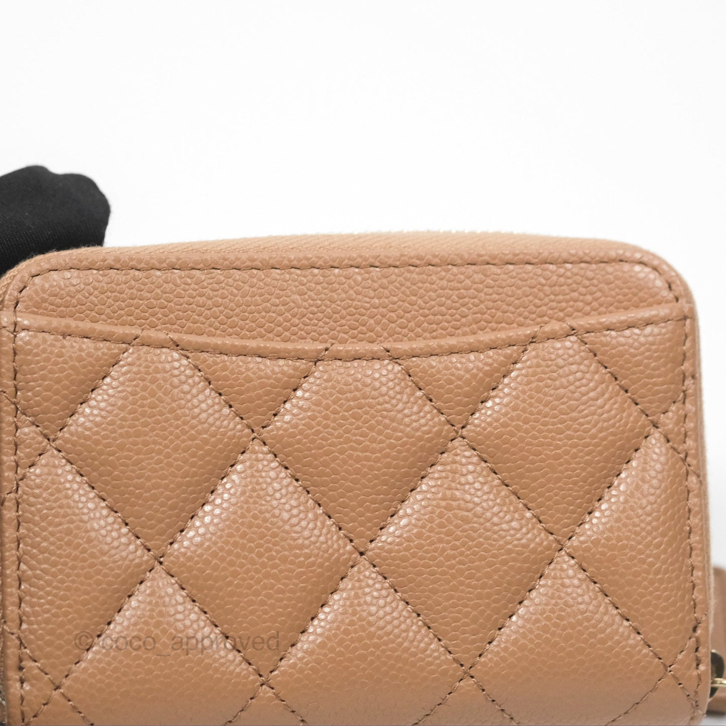 Chanel Classic Zipped Coin Purse Beige Caviar Gold Hardware