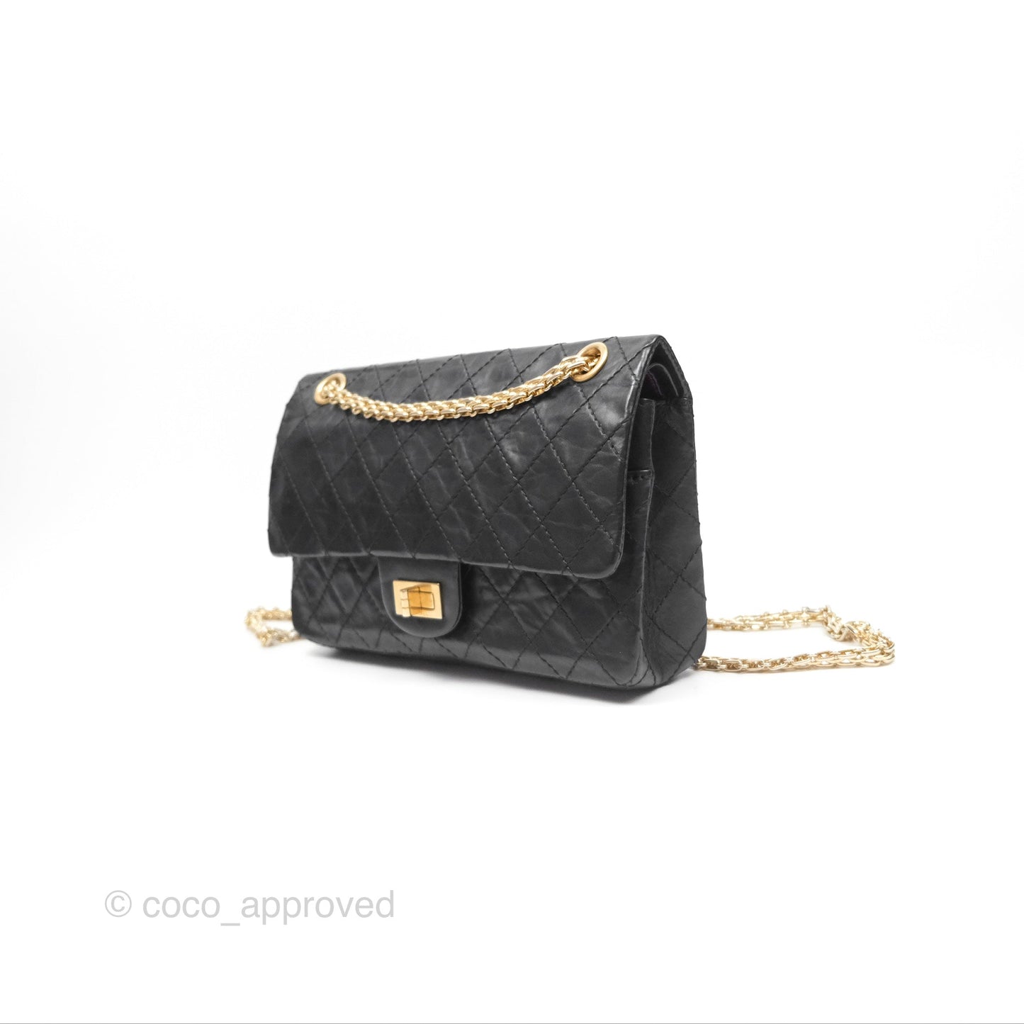 Chanel Reissue 225 Quilted Black Aged Calfskin Aged Gold Hardware