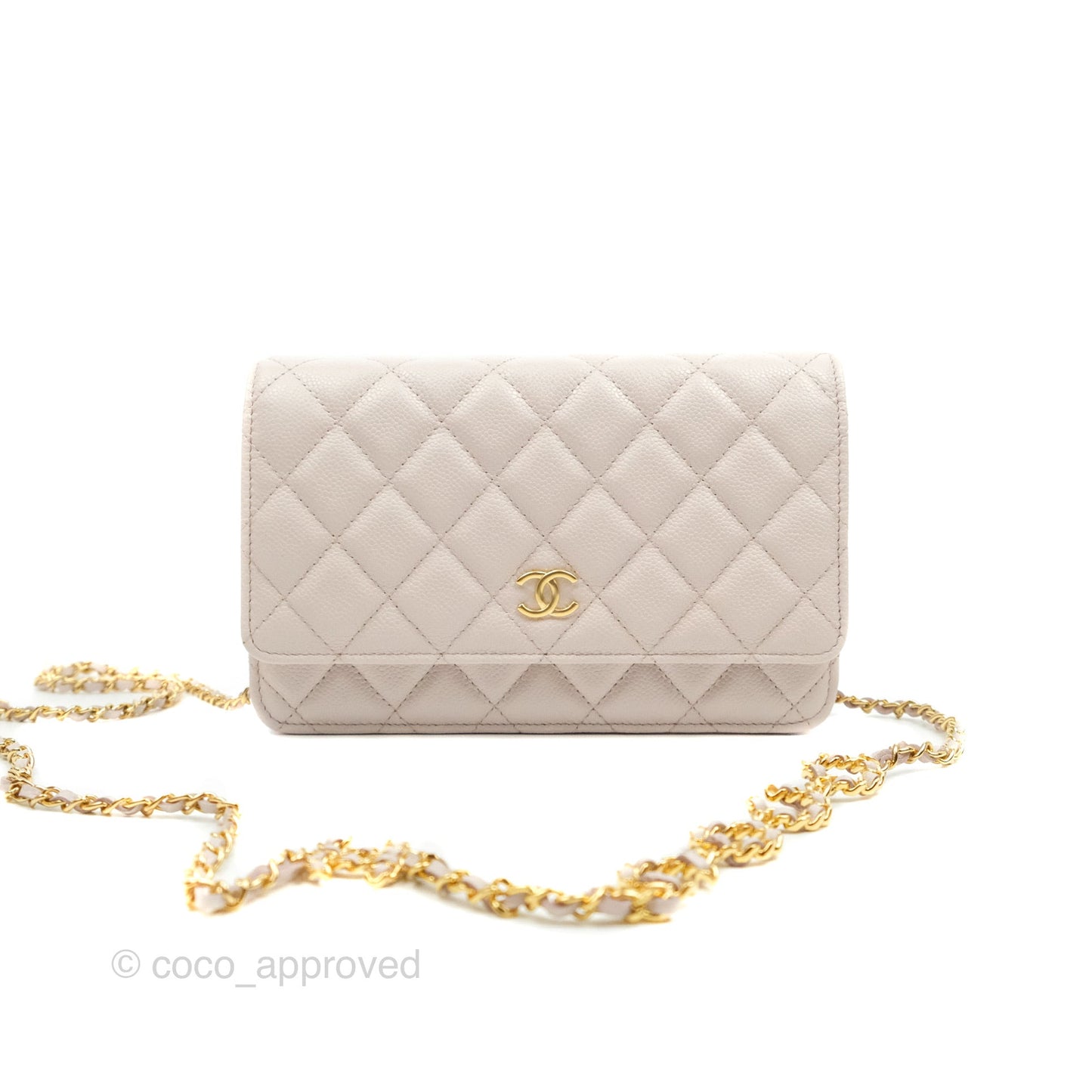 Chanel Quilted WOC Lilac Caviar CC Coco Chain Gold Hardware