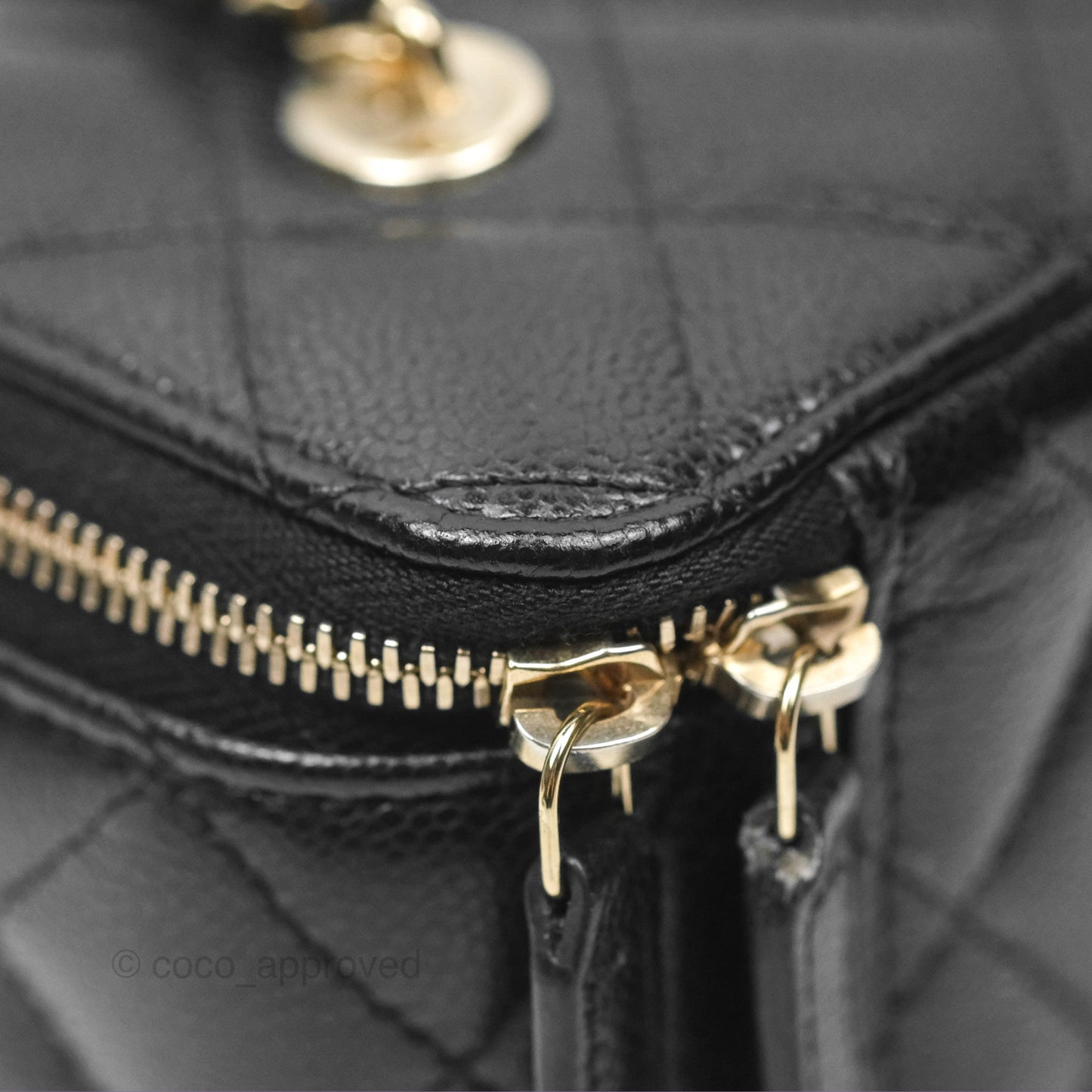 Chanel Vanity Rectangular With Chain Black Caviar Gold Hardware