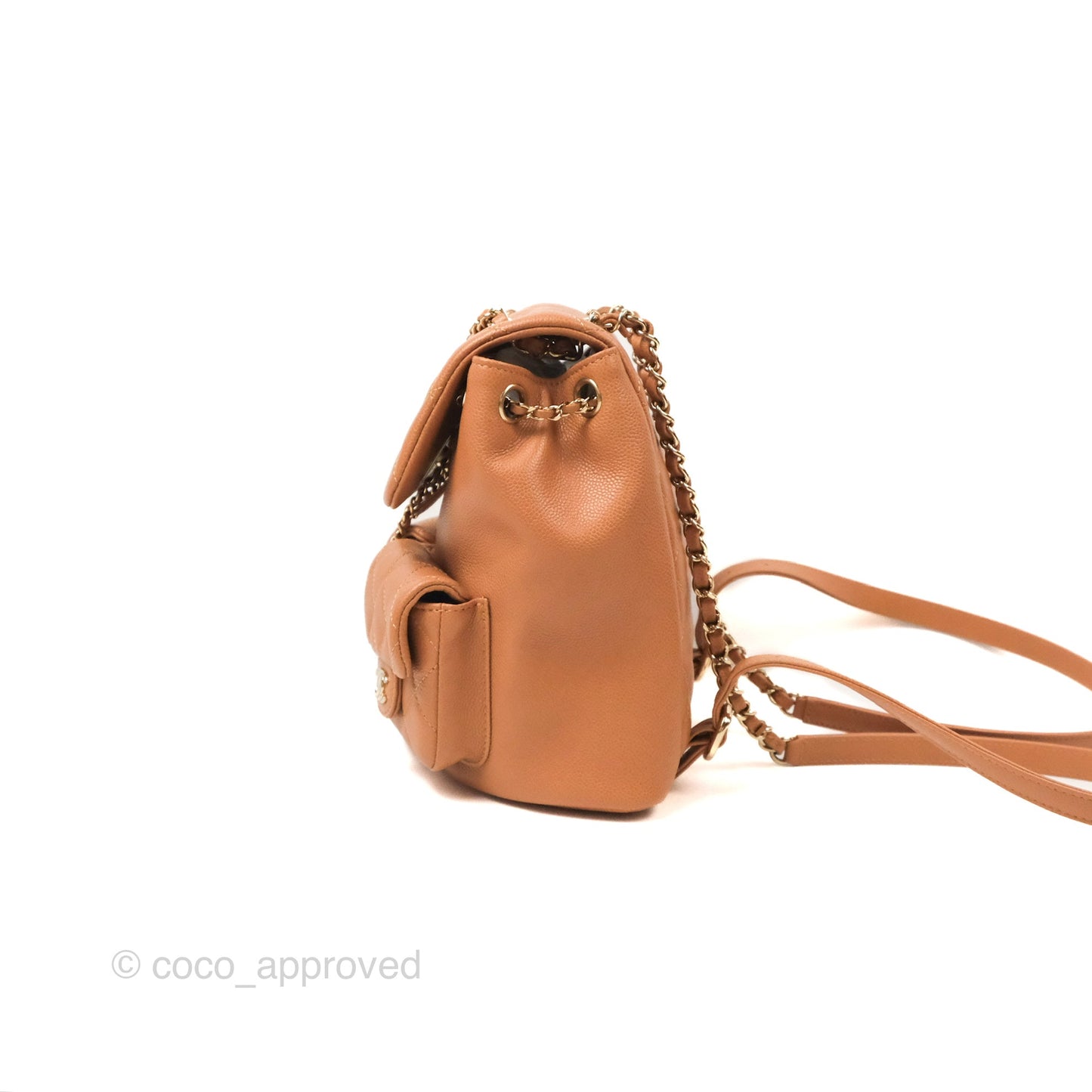 Chanel Duma Backpack Medium Dark Caramel Beige Caviar Gold Hardware