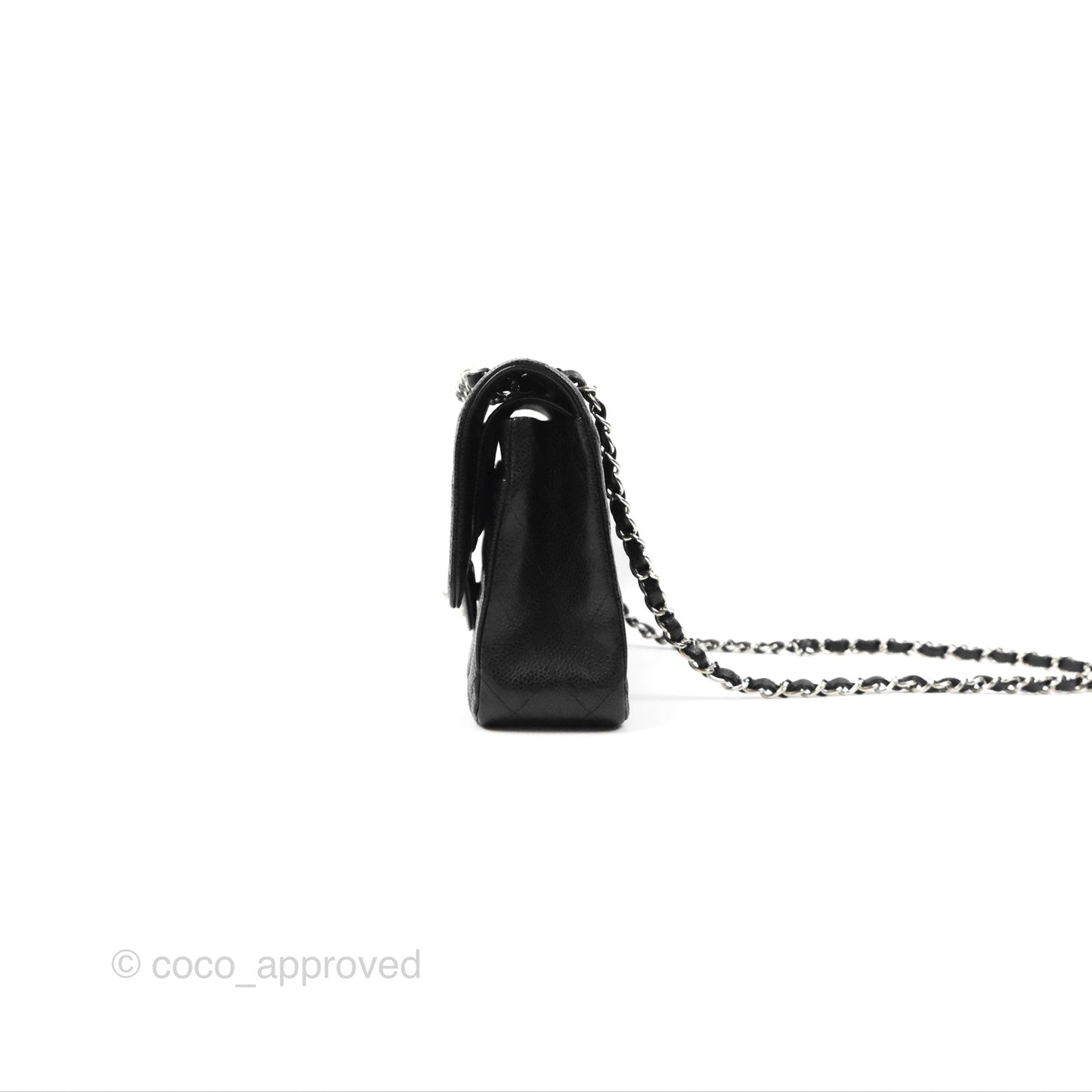 Chanel Classic M/L Medium Flap Quilted Black Caviar Silver Hardware