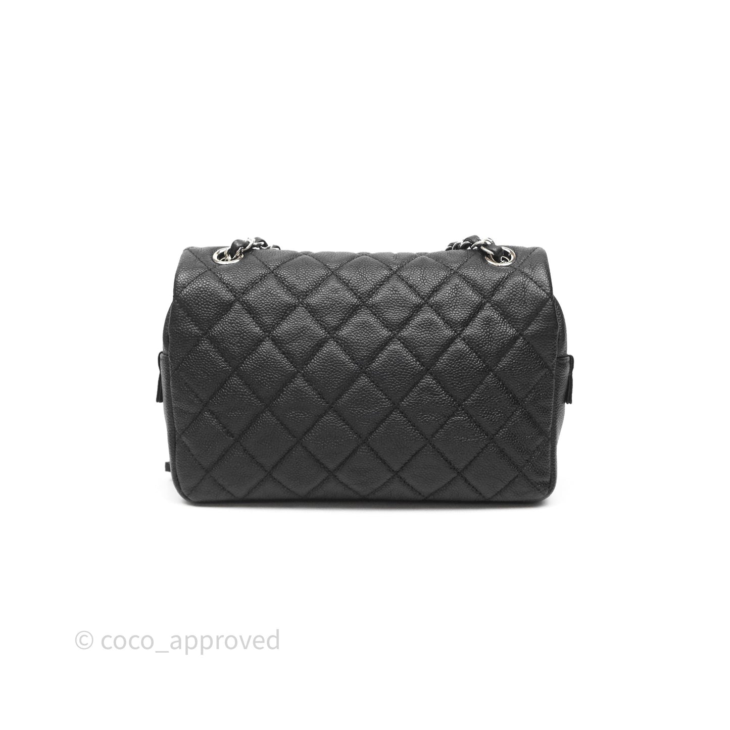 Chanel Quilted Easy Flap Bag Black Caviar Silver Hardware