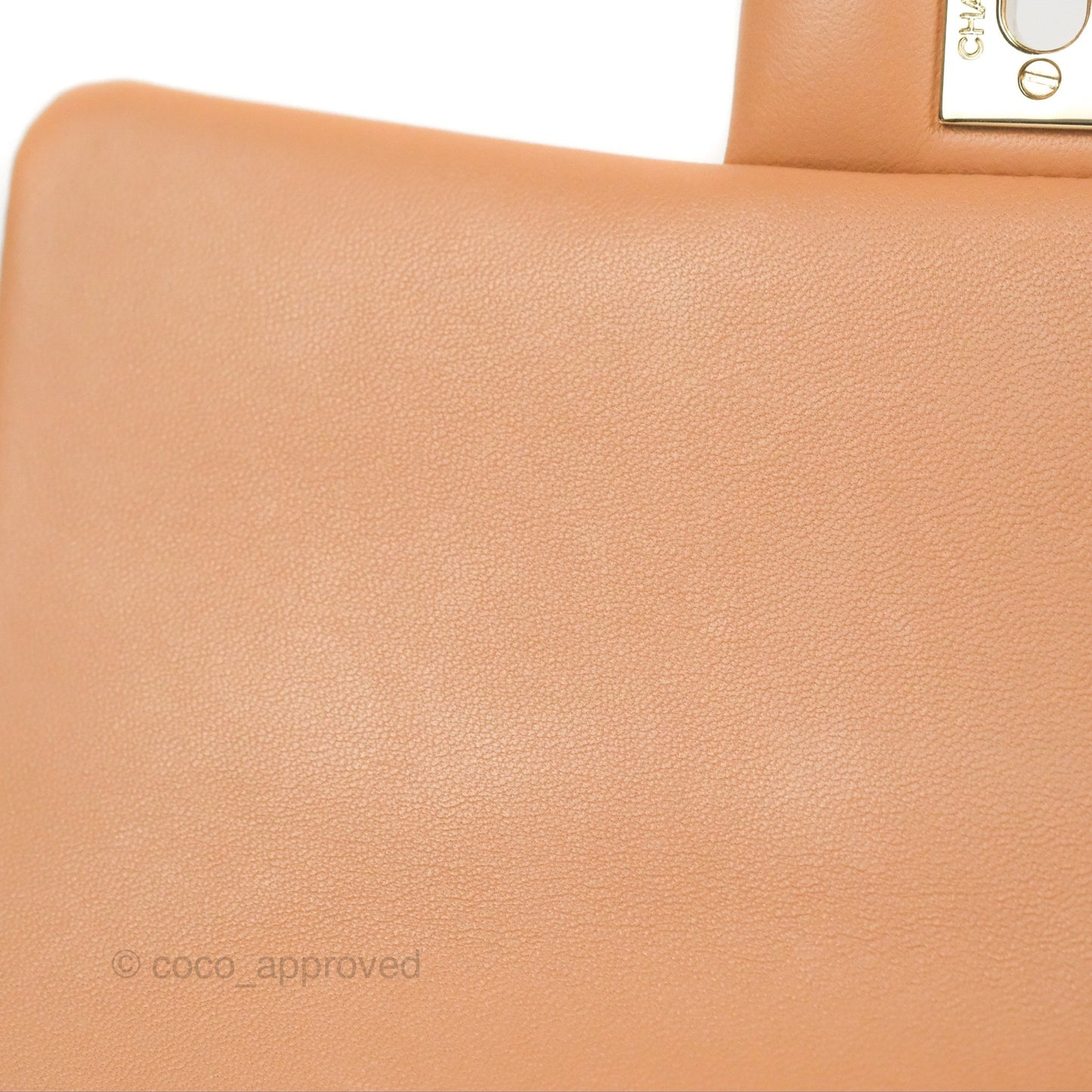 Chanel Top Handle Mini Rectangular Flap Bag Ecru/Beige Lambskin Gold Hardware 23P