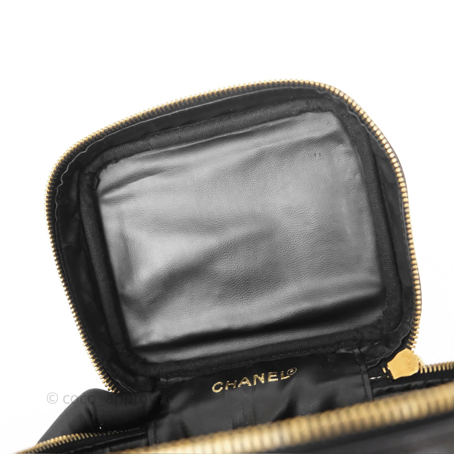 Chanel Vintage Vanity Case Black Caviar Gold Hardware