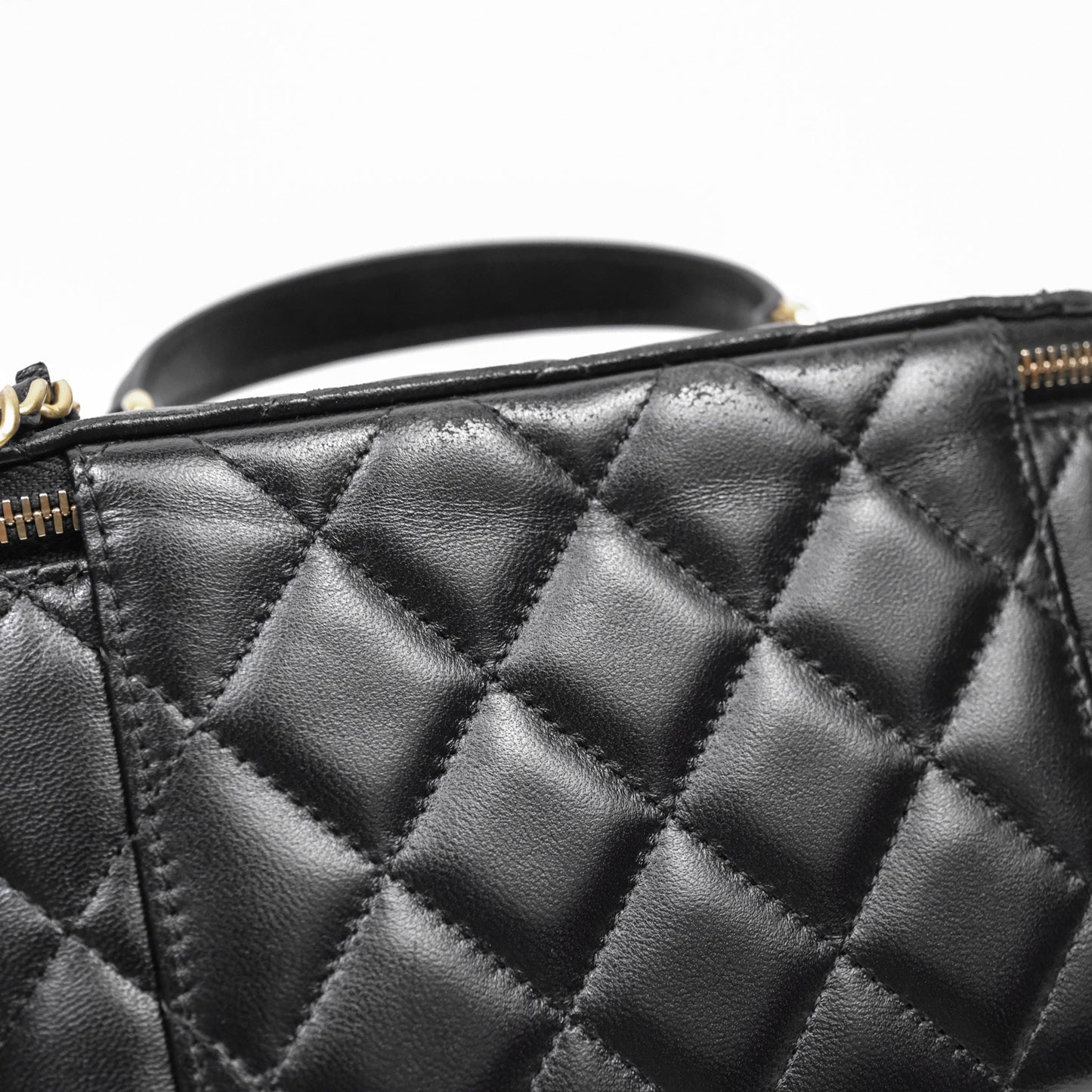 Chanel Vanity Rectangular Top Handle Black Lambskin Gold Hardware
