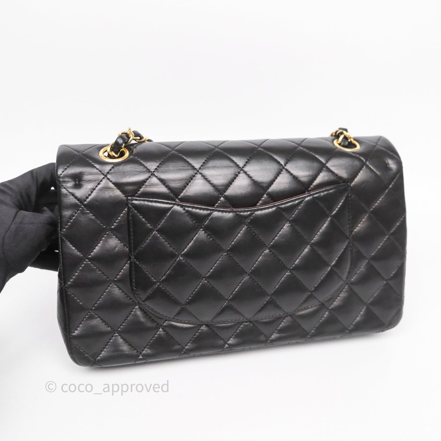 Chanel Classic M/L Medium Flap Quilted Black Lambskin Gold Hardware