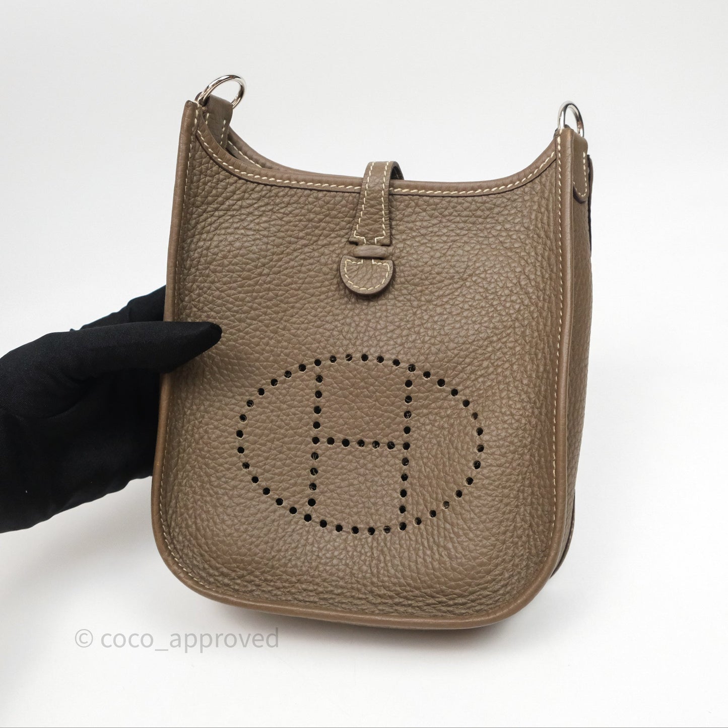Hermès Mini Evelyne 16 Etoupe Clemence Palladium Hardware