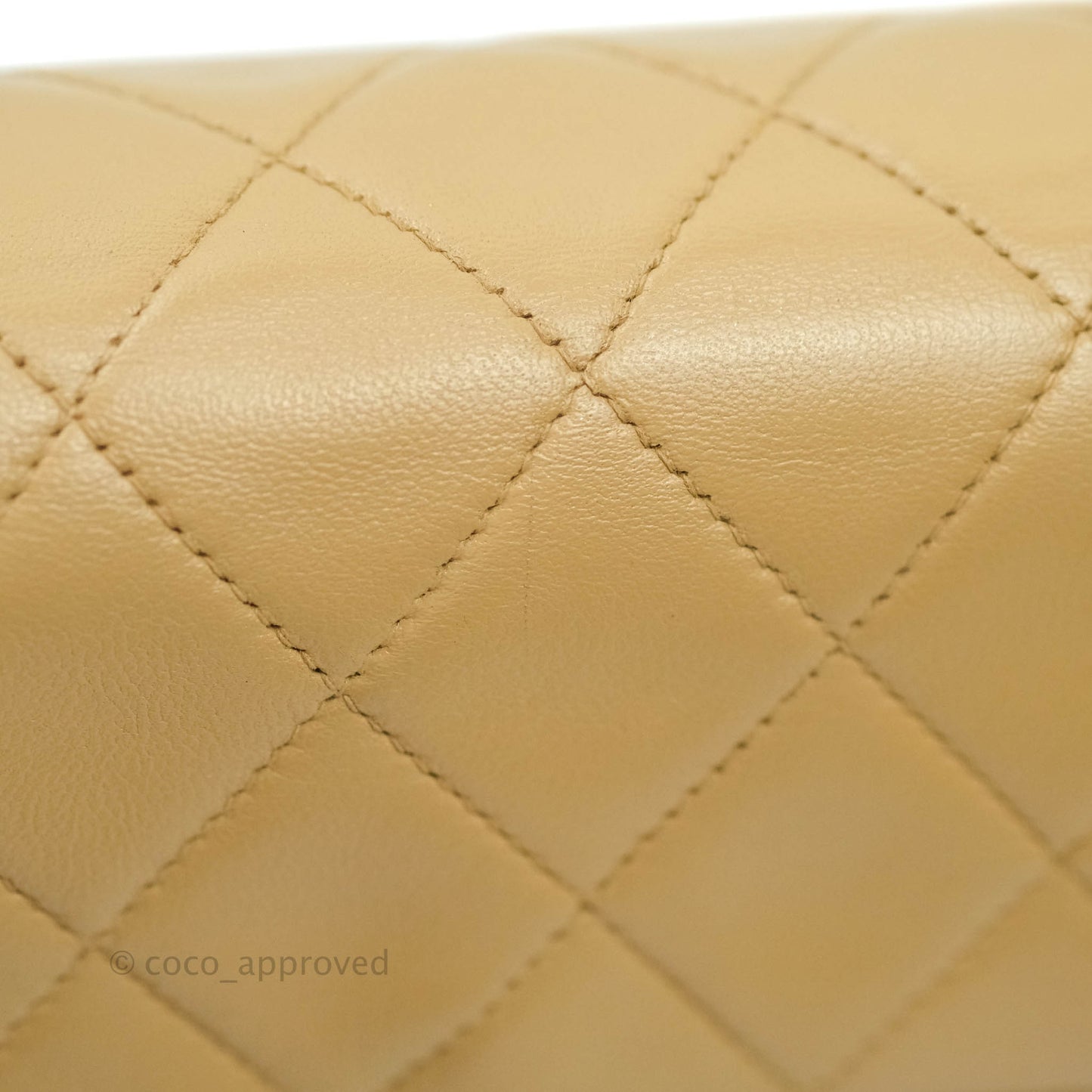 Chanel Mini Square Beige Lambskin 24K Gold Hardware