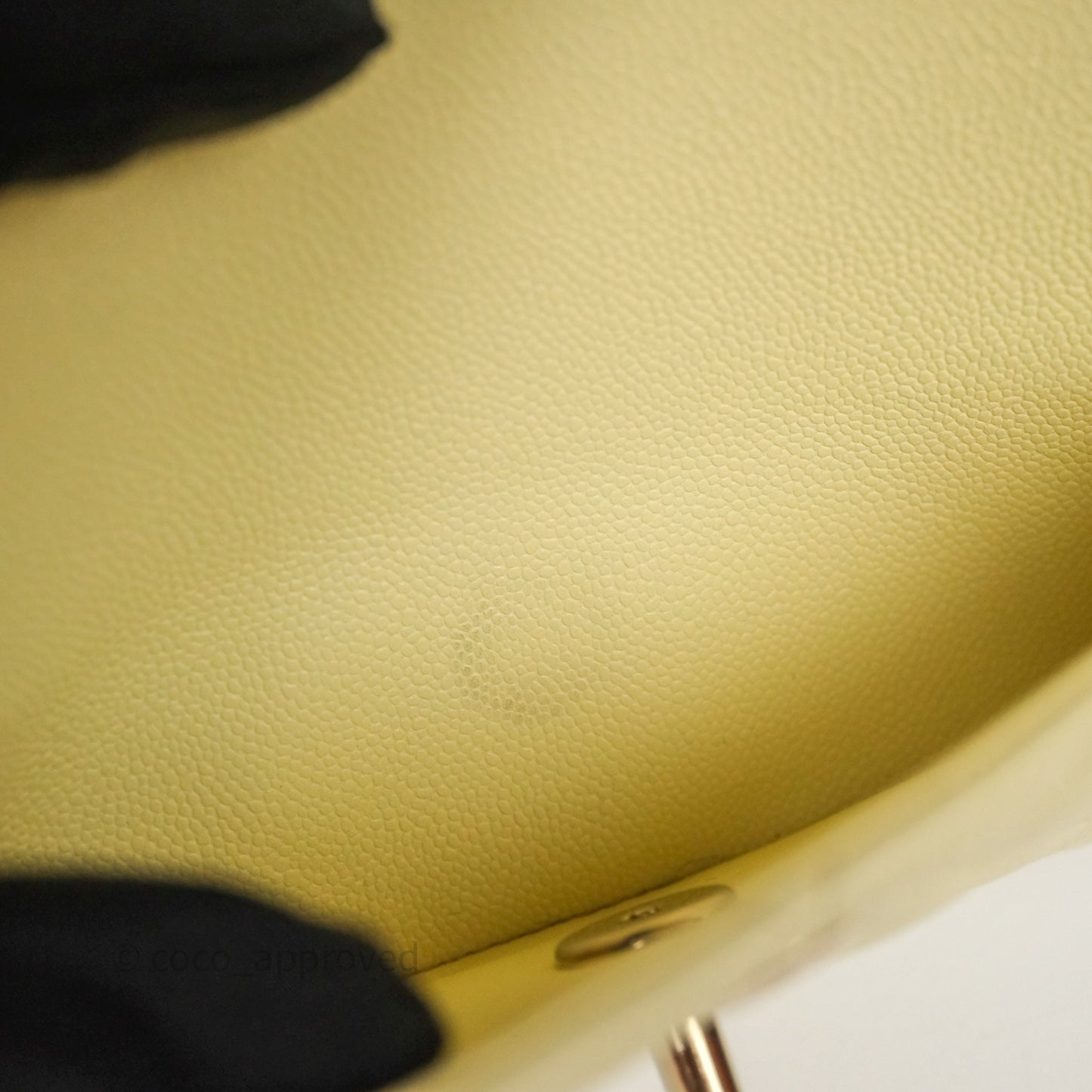 Chanel Small Classic Quilted Flap Light Yellow Caviar Gold Hardware