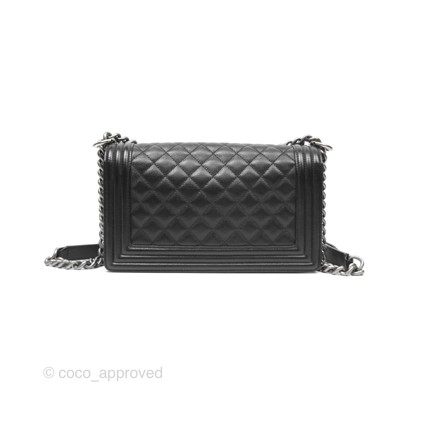 Chanel Medium Boy Quilted Black Caviar Ruthenium Hardware