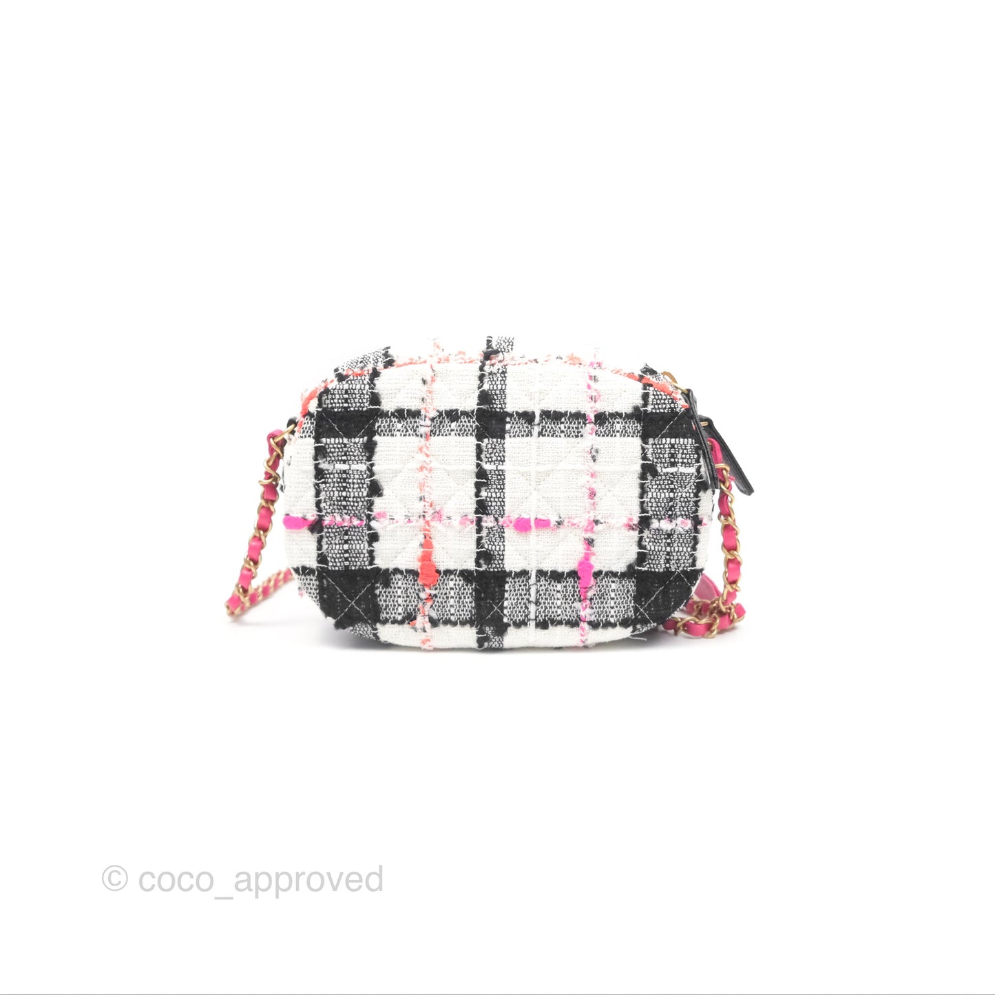Chanel Coco Midnight Camera Case Black White Pink Tweed 20S