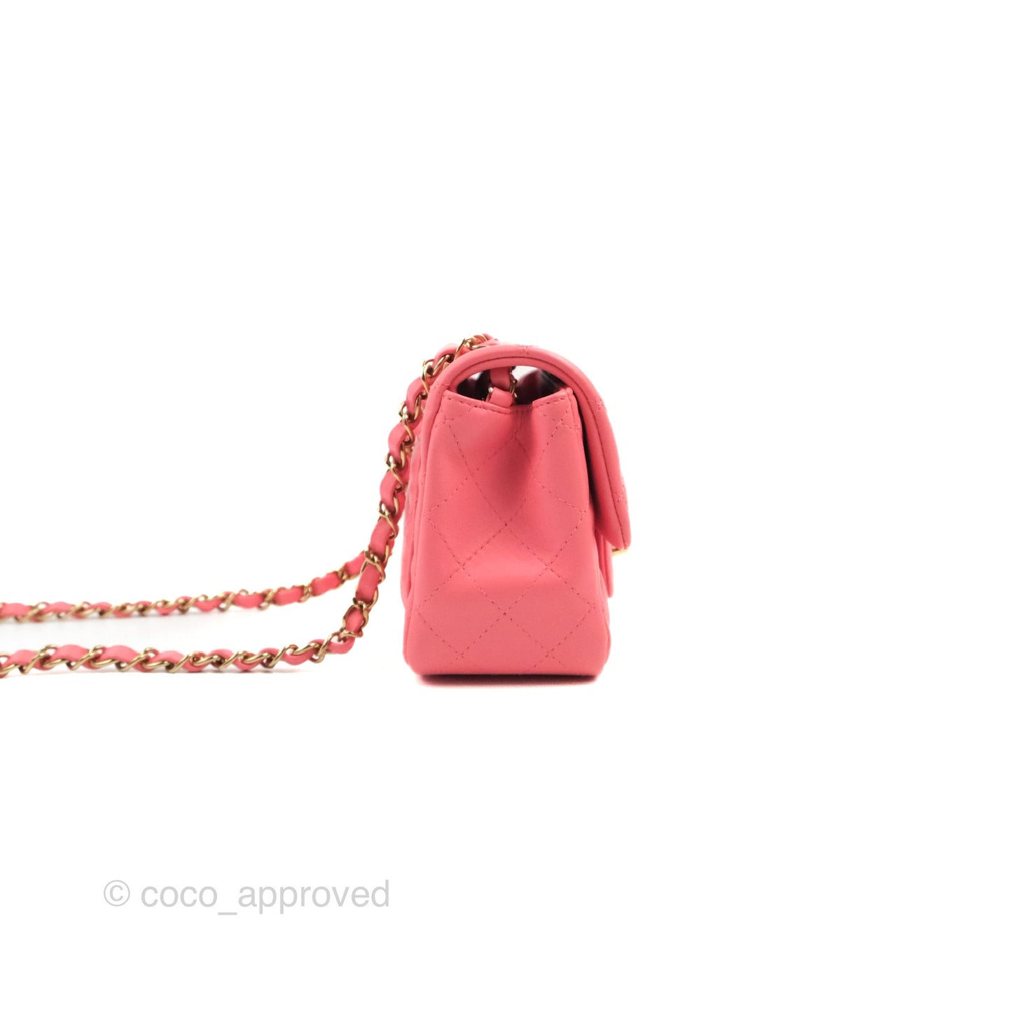 Chanel Mini Square Flap Pink Lambskin Gold Hardware